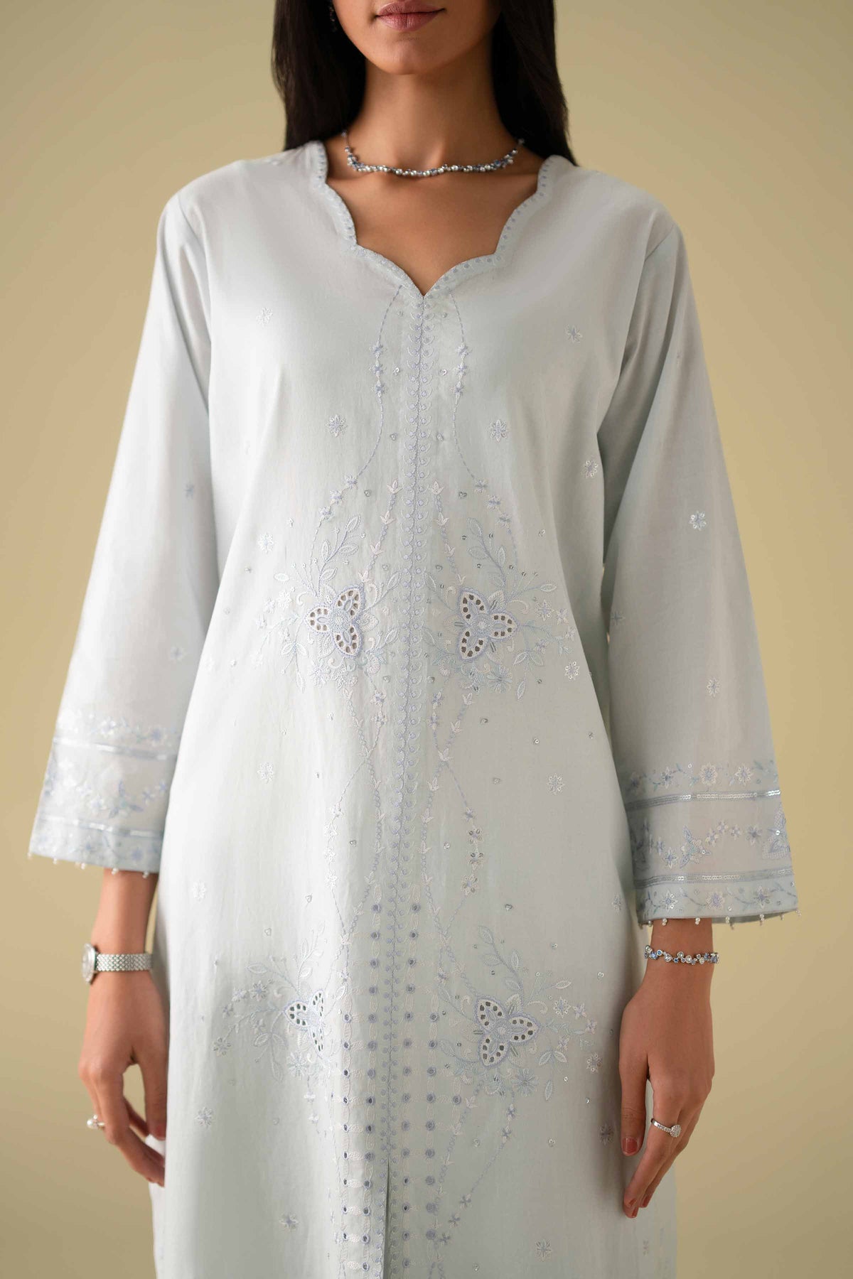 3 Piece - Embroidered Suit - KFE26-79Blue Cambric 3PC Embroidered Nishat Australia