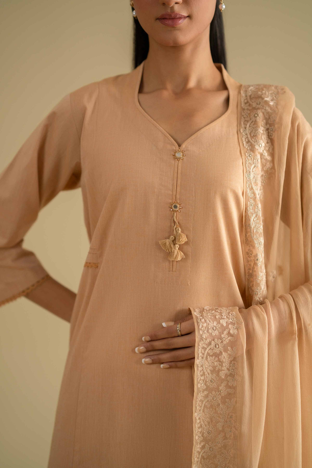 3 Piece - Embroidered Suit - KFE26-81Orange Yarn Dyed 3PC Embroidered Nishat Australia