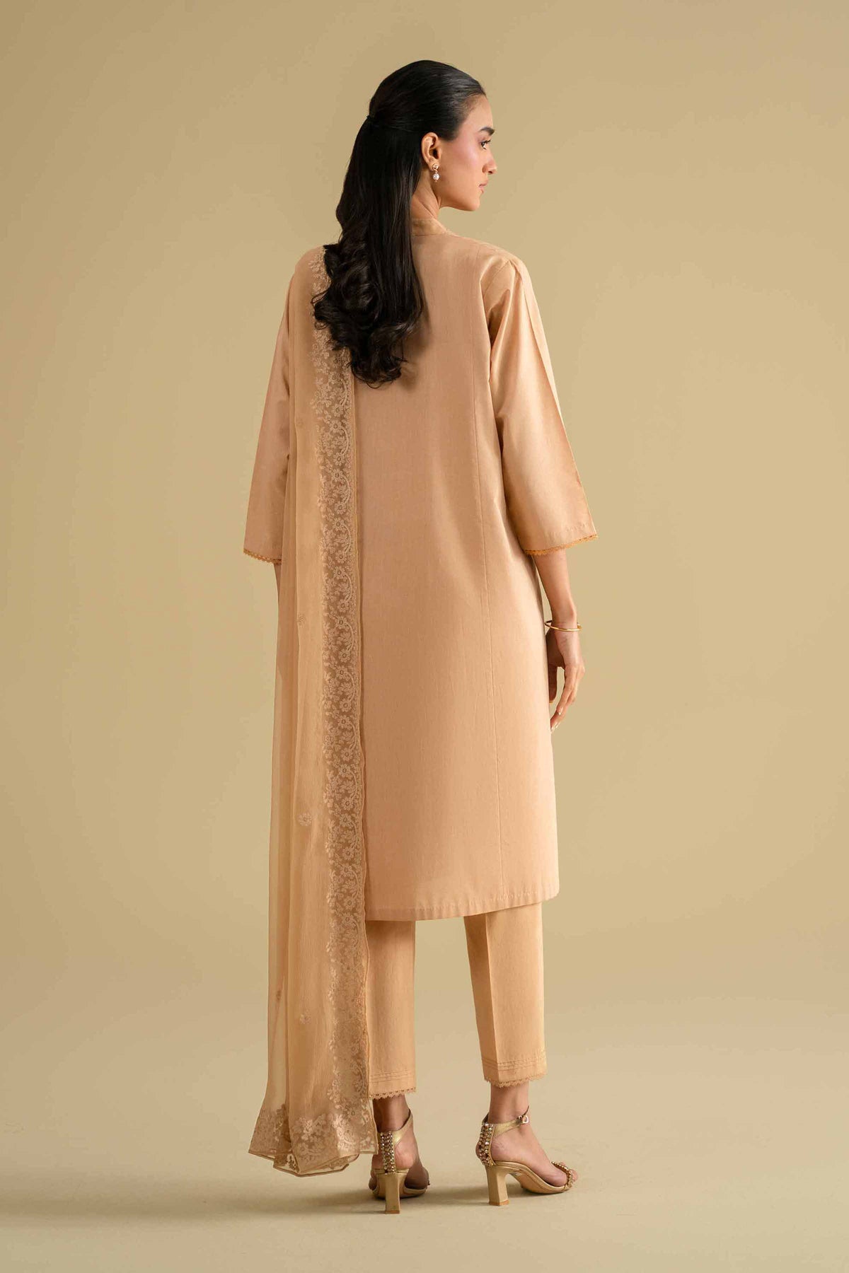 3 Piece - Embroidered Suit - KFE26-81Orange Yarn Dyed 3PC Embroidered Nishat Australia