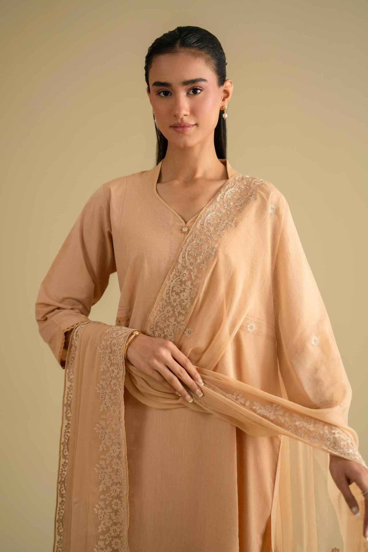 3 Piece - Embroidered Suit - KFE26-81Orange Yarn Dyed 3PC Embroidered Nishat Australia