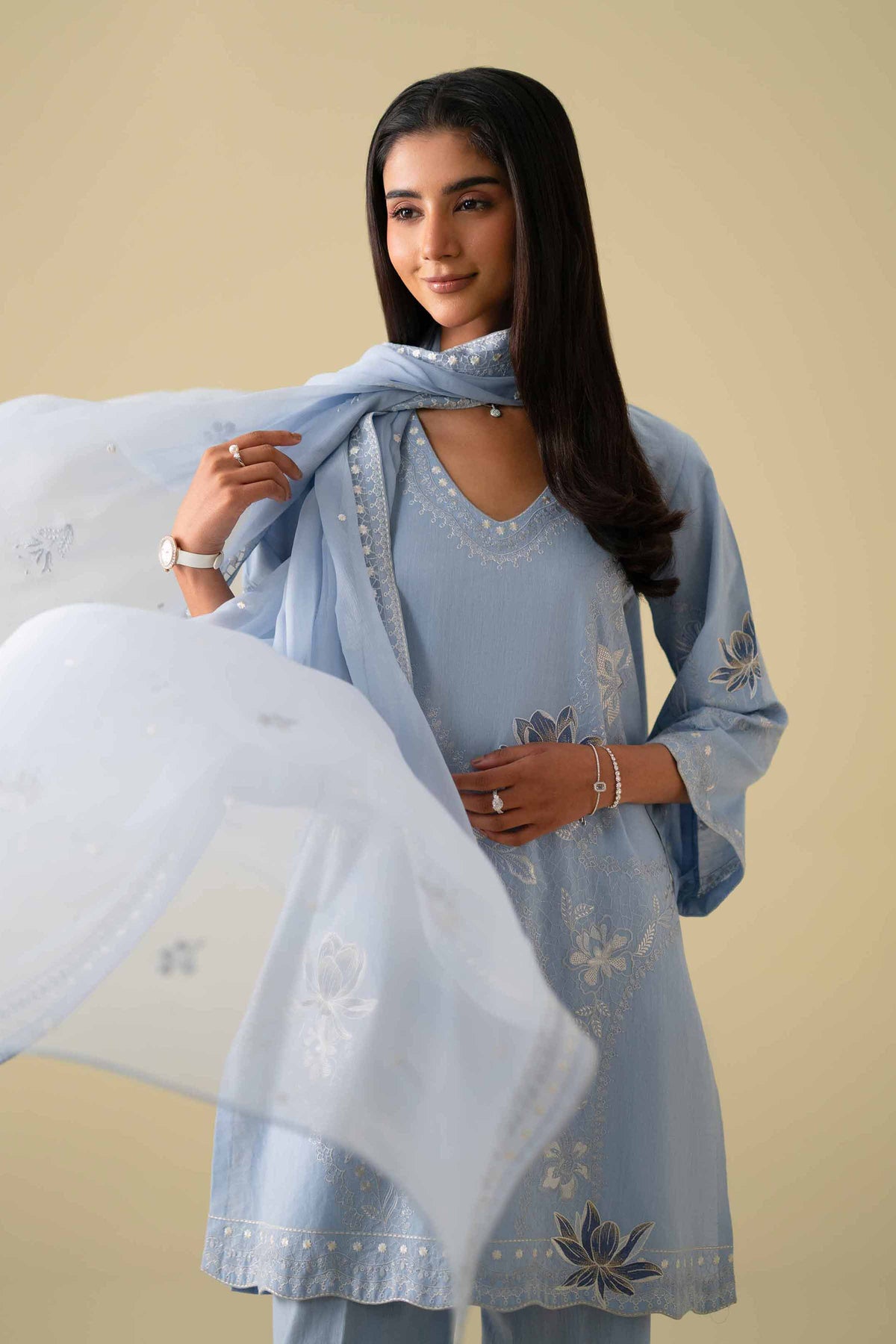 3 Piece - Embroidered Suit - KFE26-85Blue Cambric 3PC Embroidered Nishat Australia
