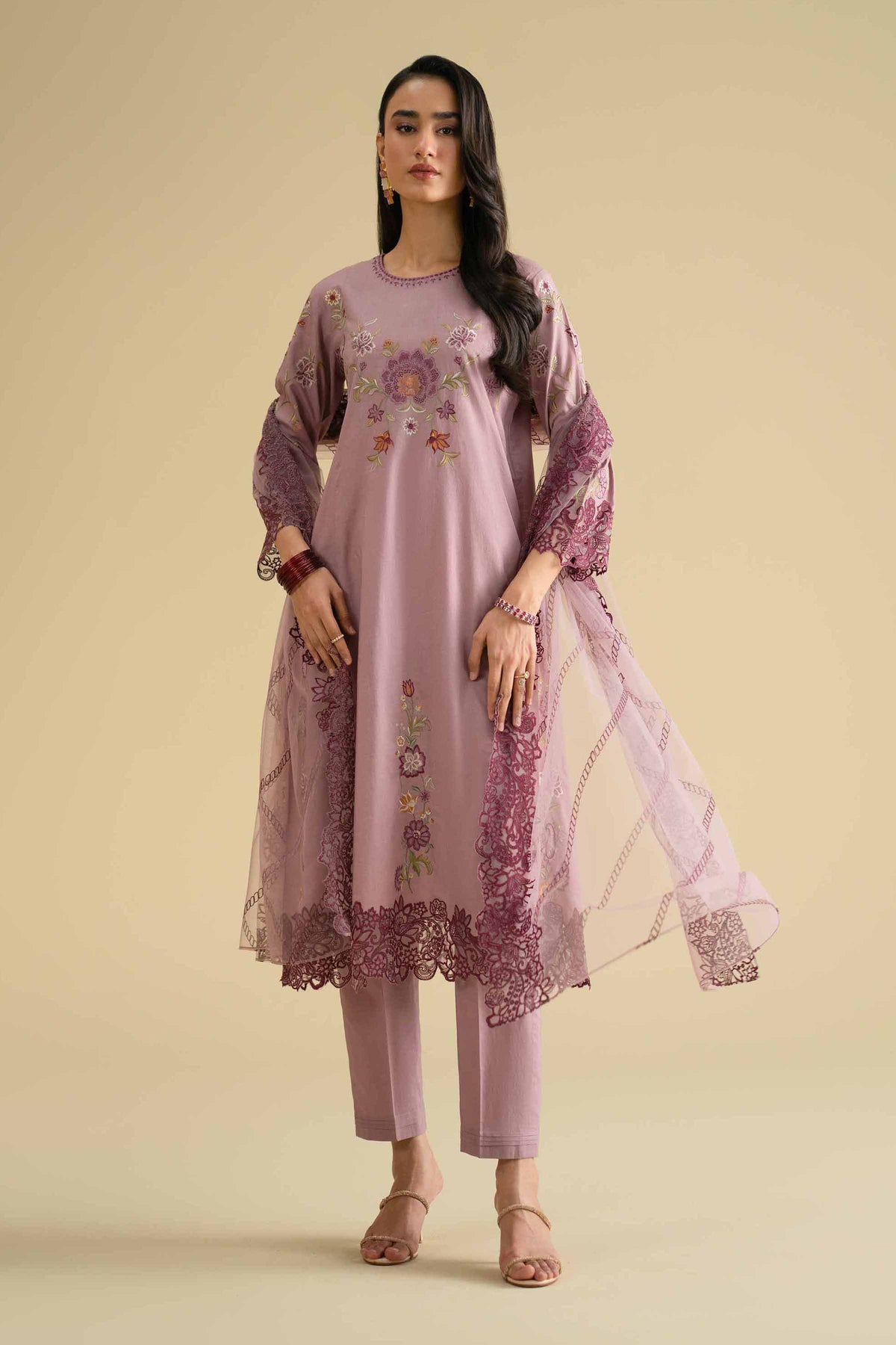 3 Piece - Embroidered Suit - KFE26-86Purple Cambric 3PC Embroidered Nishat Australia