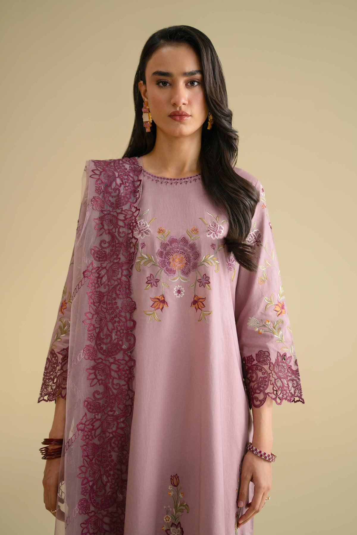 3 Piece - Embroidered Suit - KFE26-86Purple Cambric 3PC Embroidered Nishat Australia