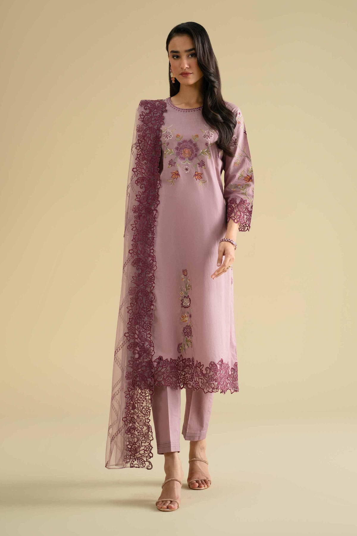 3 Piece - Embroidered Suit - KFE26-86Purple Cambric 3PC Embroidered Nishat Australia