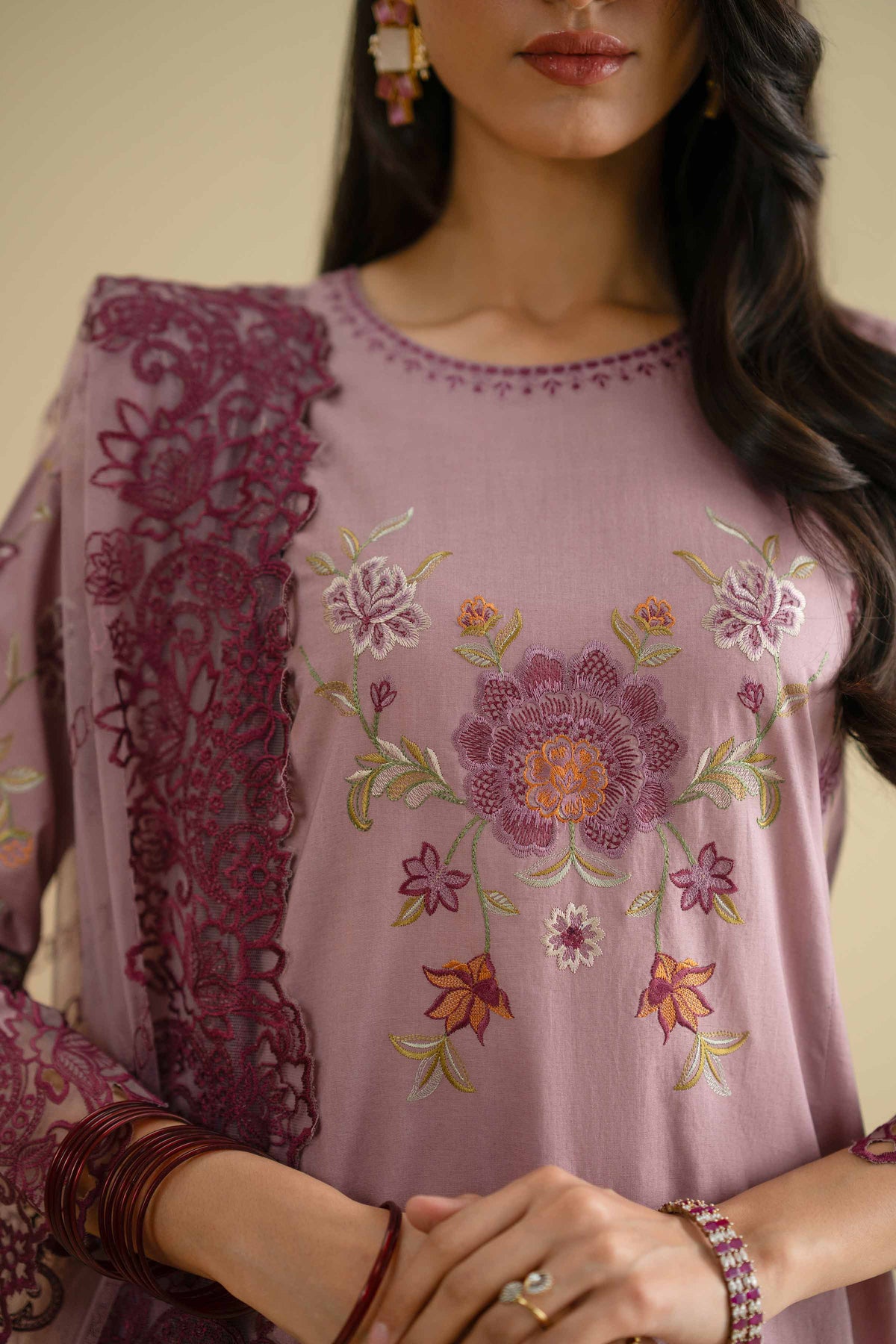 3 Piece - Embroidered Suit - KFE26-86Purple Cambric 3PC Embroidered Nishat Australia