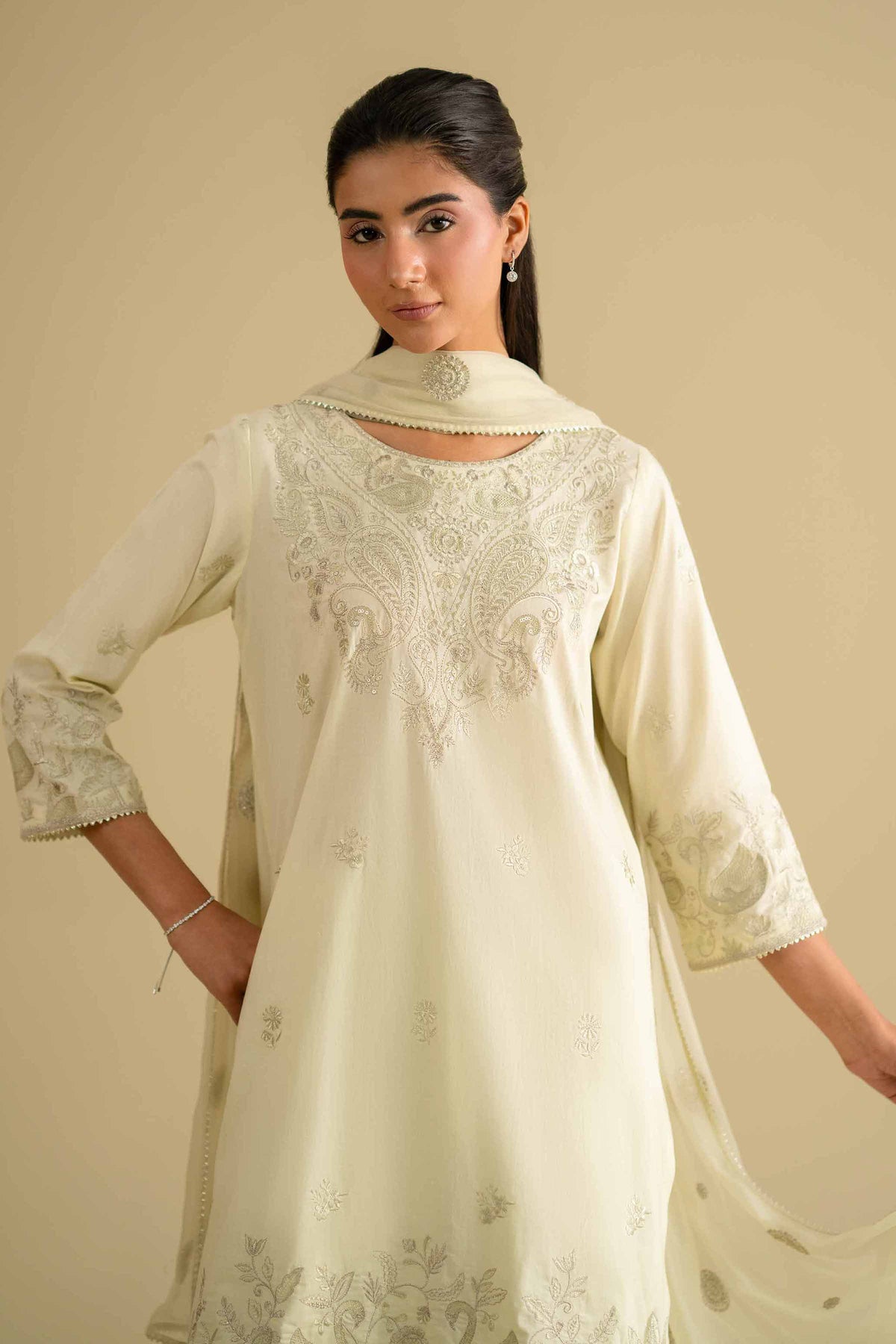 3 Piece - Embroidered Suit - KFE26-88Green Cambric 3PC Embroidered Nishat Australia