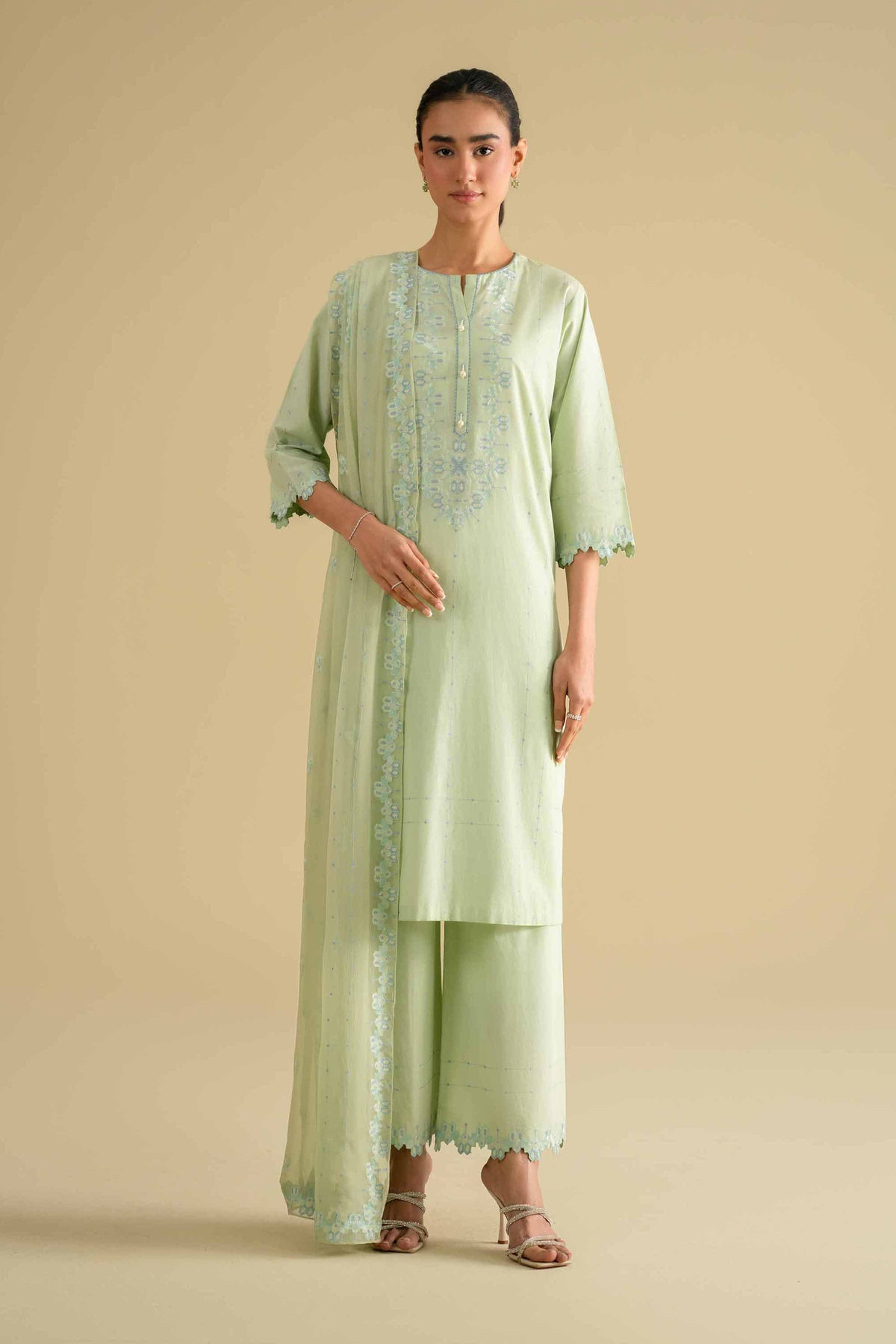 3 Piece - Embroidered Suit - KFE26-93Green Yarn Dyed 3PC Embroidered Nishat Australia