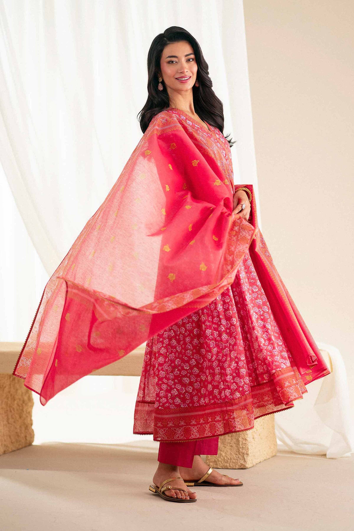 3 Piece - Printed Suit - KFS25-127 Red Lawn 3PC Printed Nishat Australia