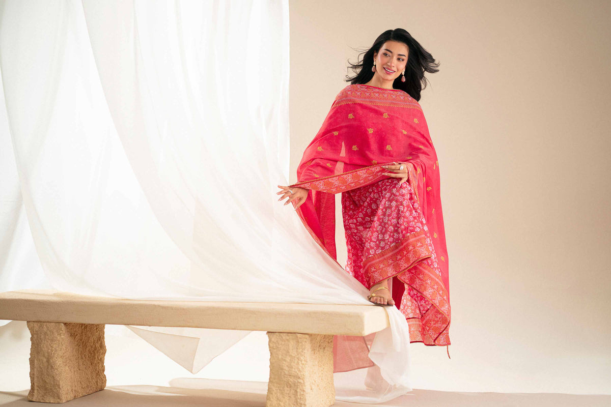 3 Piece - Printed Suit - KFS25-127 Red Lawn 3PC Printed Nishat Australia