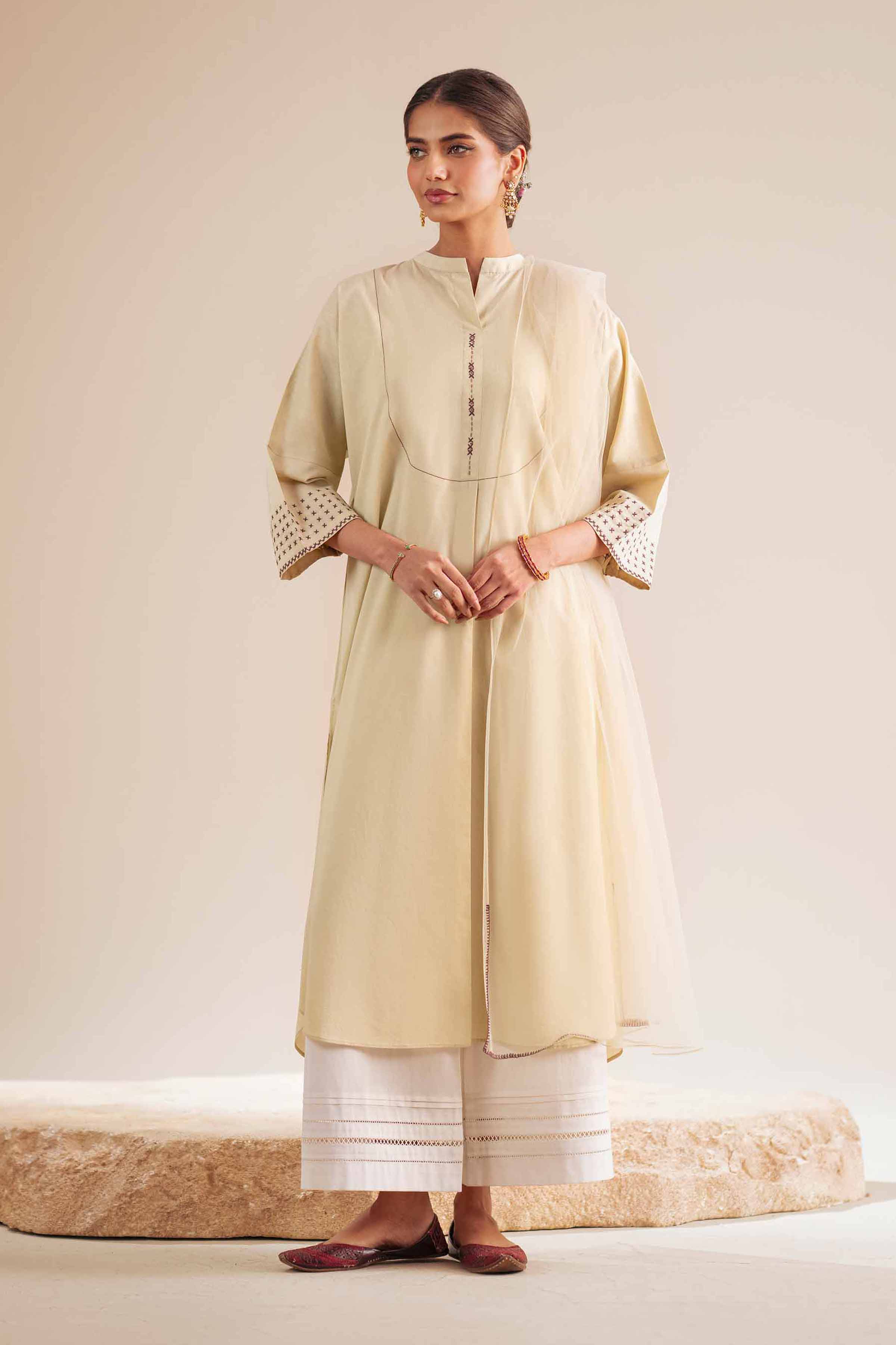 2 Piece - Basic Suit - KFS25-88 READY TO WEAR - LUXURY Yellow Cambric 2PC Solids