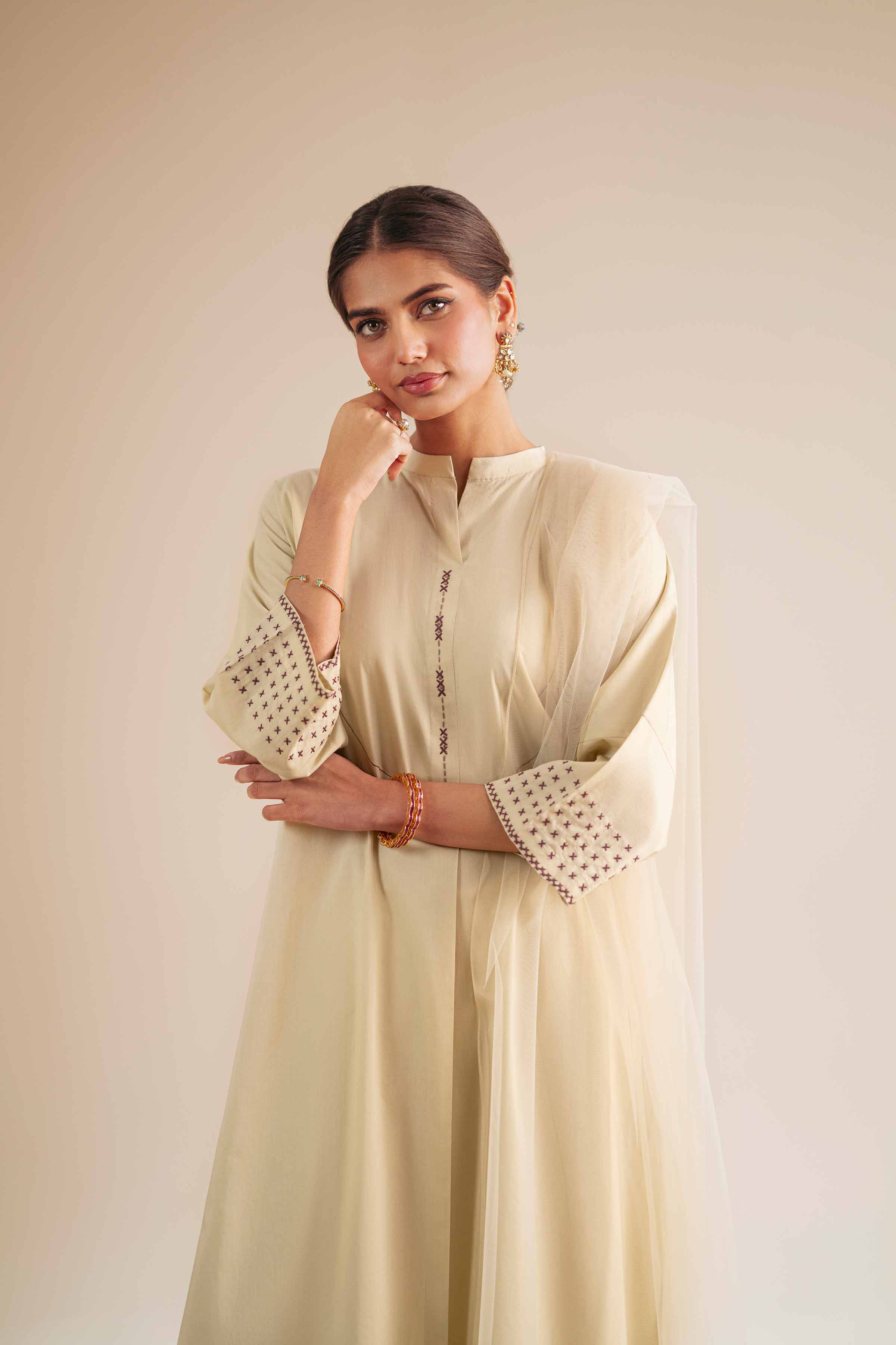 2 Piece - Basic Suit - KFS25-88 READY TO WEAR - LUXURY Yellow Cambric 2PC Solids