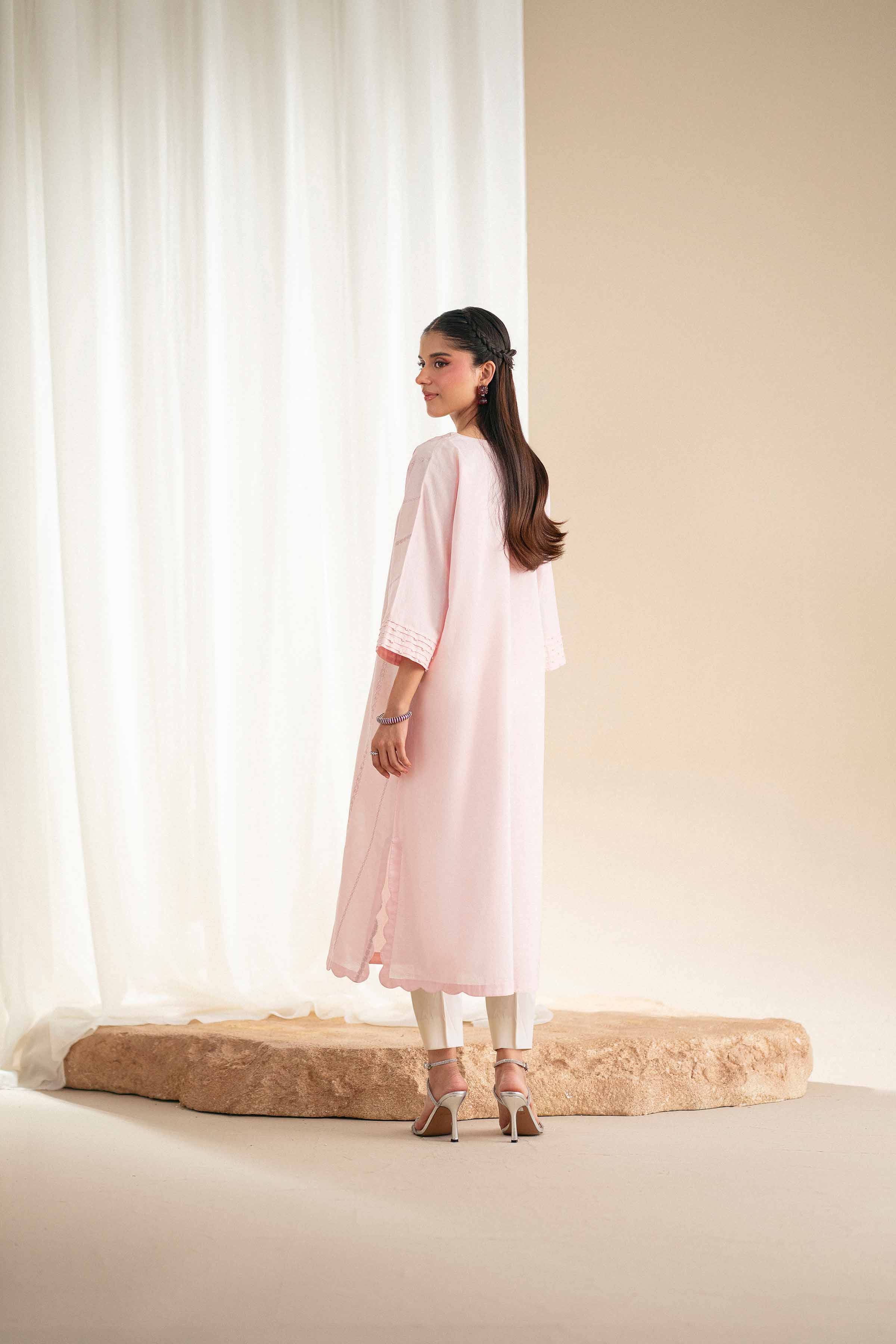 Embroidered Shirt - KFS25-92 READY TO WEAR - LUXURY Pink Cambric 1PC Embroidered