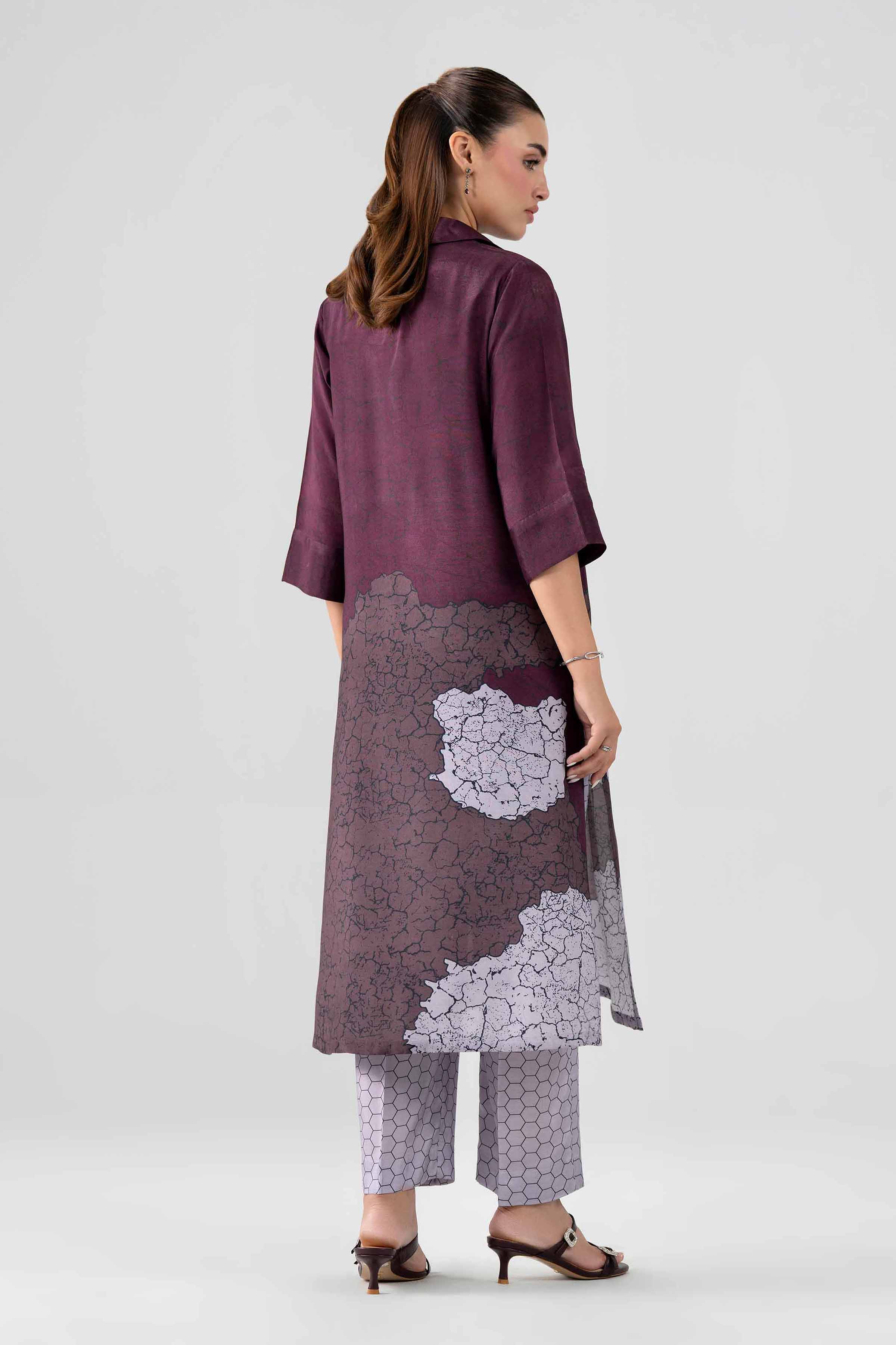 2 Piece - Printed Suit - KFS26-100 Purple Silk 2PC Embroidered Nishat Australia