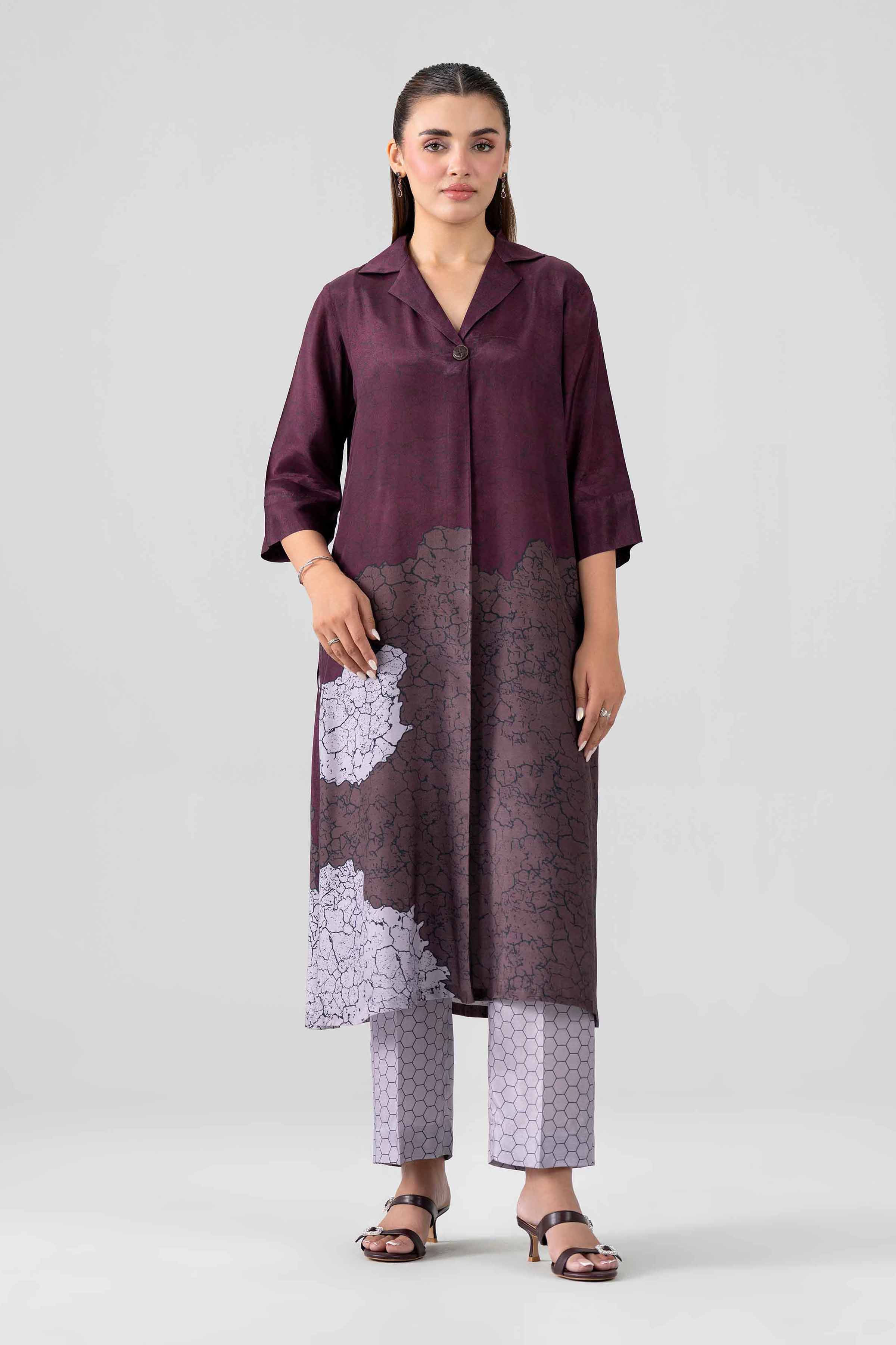 2 Piece - Printed Suit - KFS26-100 Purple Silk 2PC Embroidered Nishat Australia