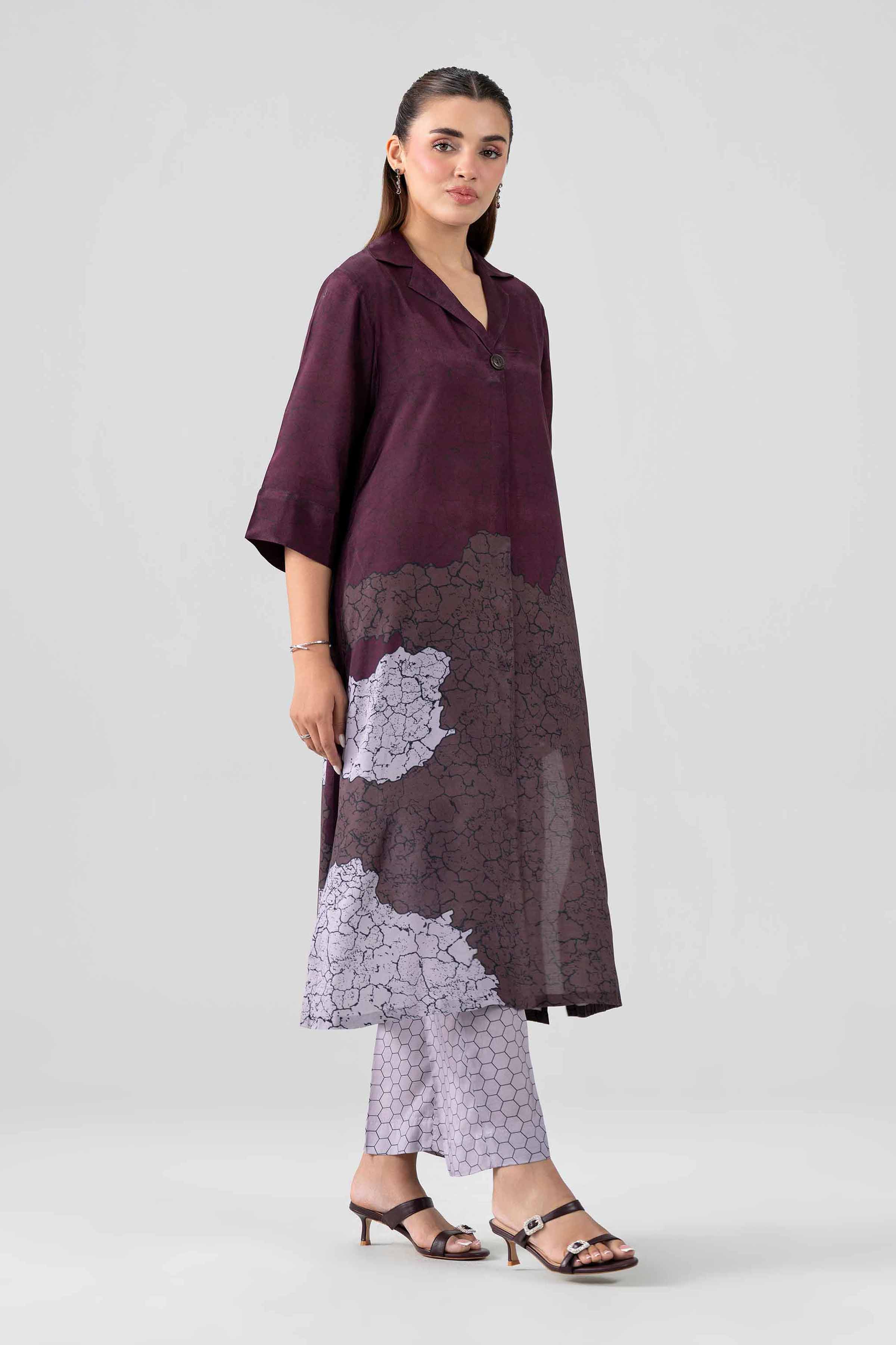 2 Piece - Printed Suit - KFS26-100 Purple Silk 2PC Embroidered Nishat Australia