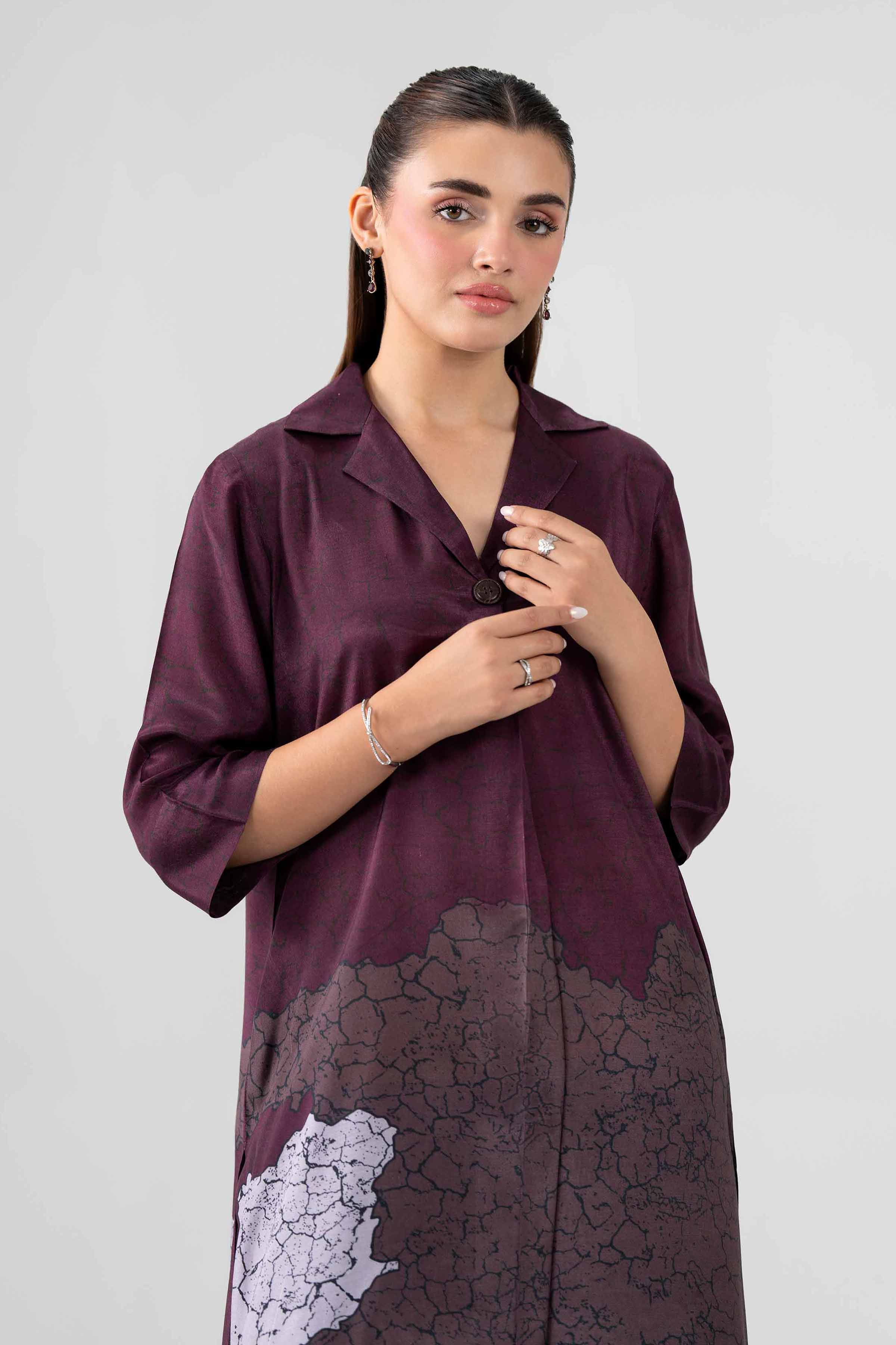 2 Piece - Printed Suit - KFS26-100 Purple Silk 2PC Embroidered Nishat Australia