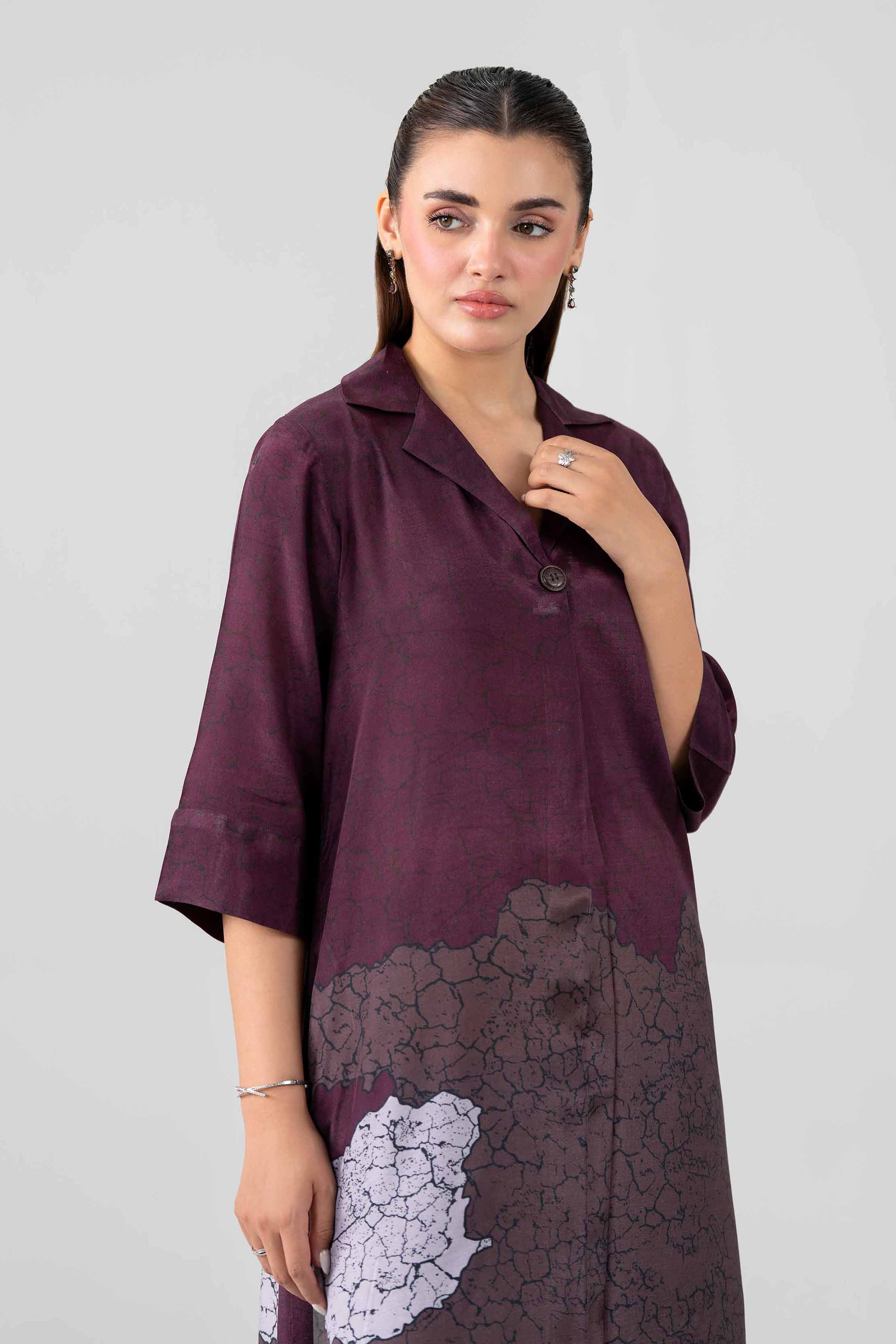 2 Piece - Printed Suit - KFS26-100 Purple Silk 2PC Embroidered Nishat Australia