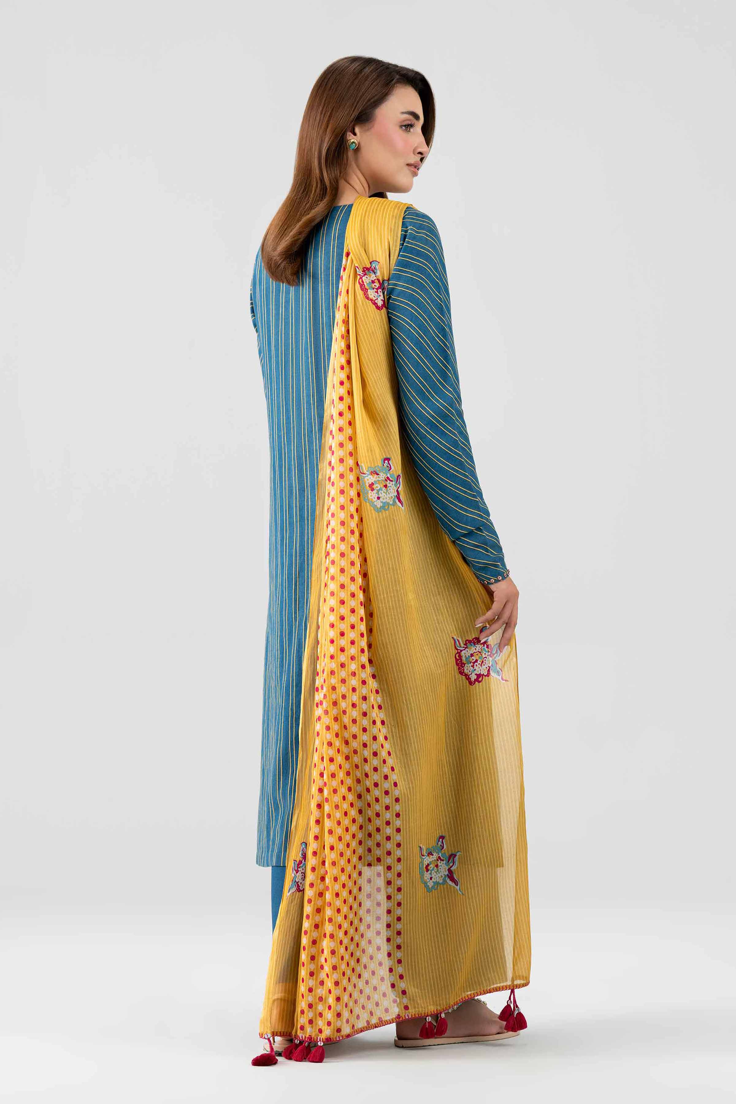 3 Piece - Printed Embroidered Suit - KFS26-103 Blue Cotton 3PC Embroidered Nishat Australia