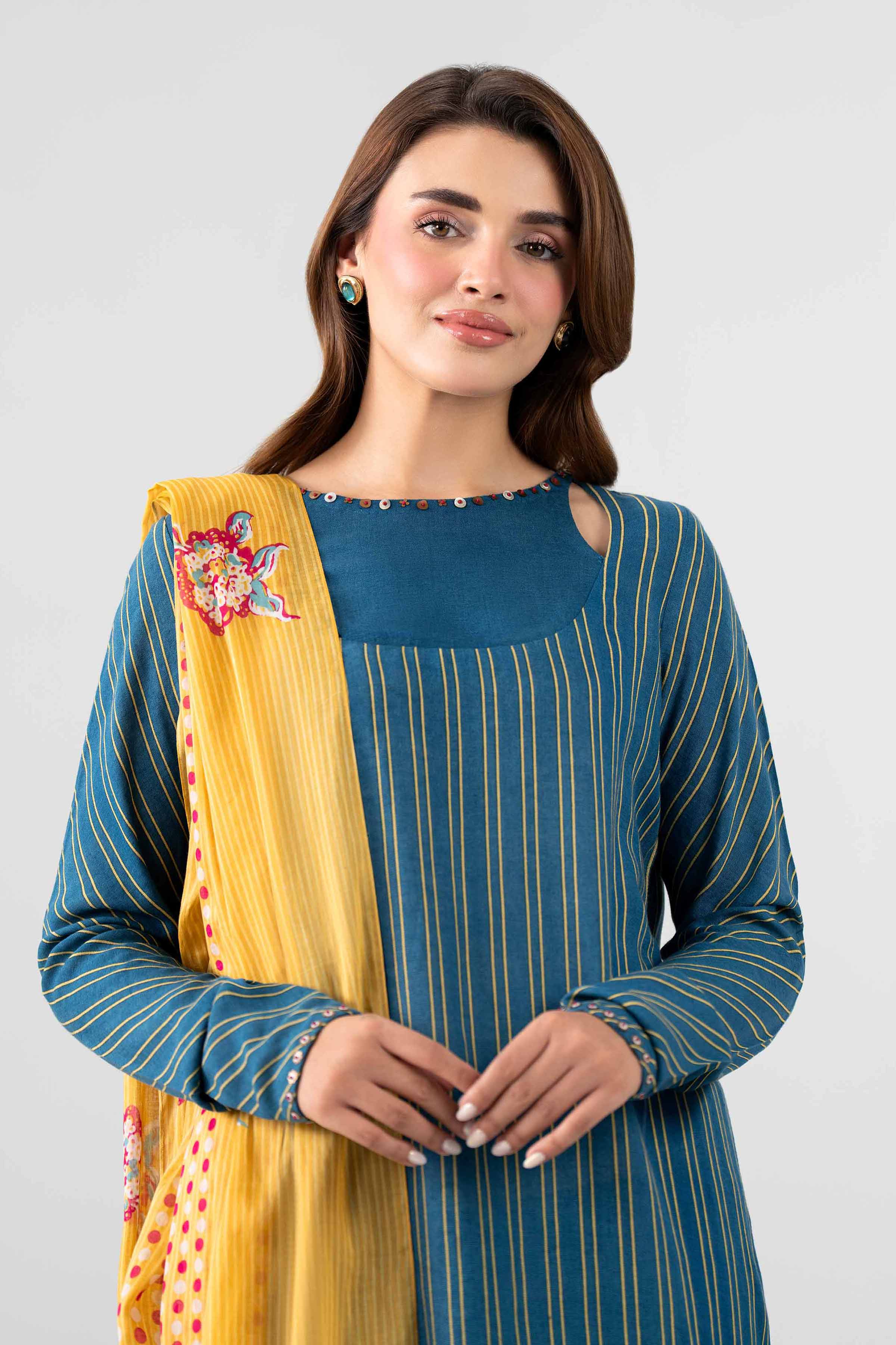 3 Piece - Printed Embroidered Suit - KFS26-103 Blue Cotton 3PC Embroidered Nishat Australia