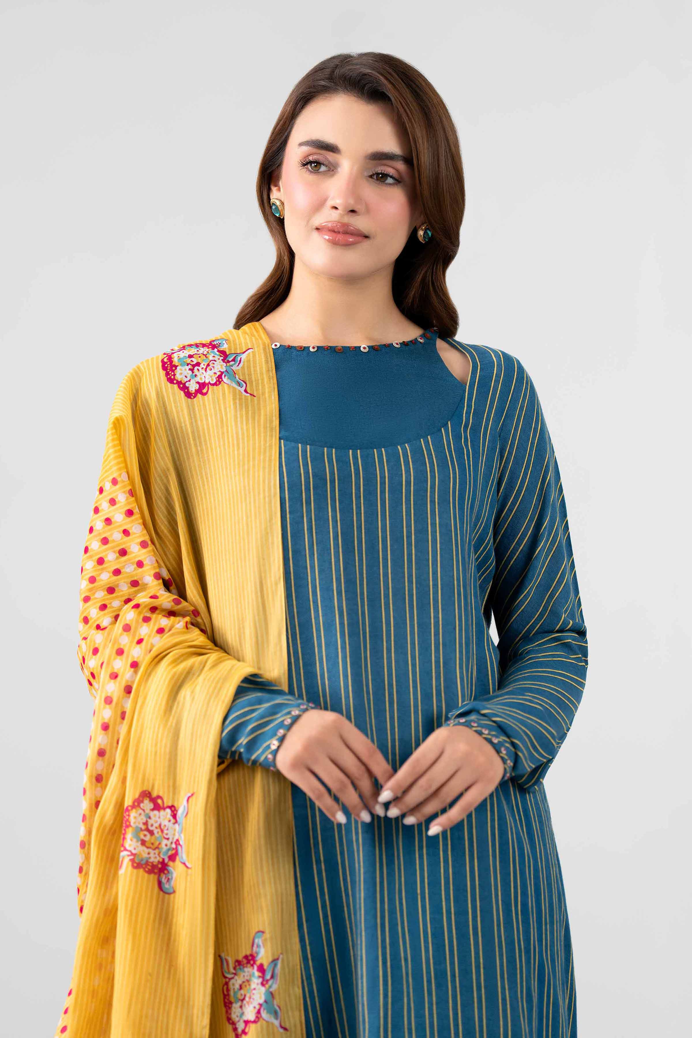 3 Piece - Printed Embroidered Suit - KFS26-103 Blue Cotton 3PC Embroidered Nishat Australia