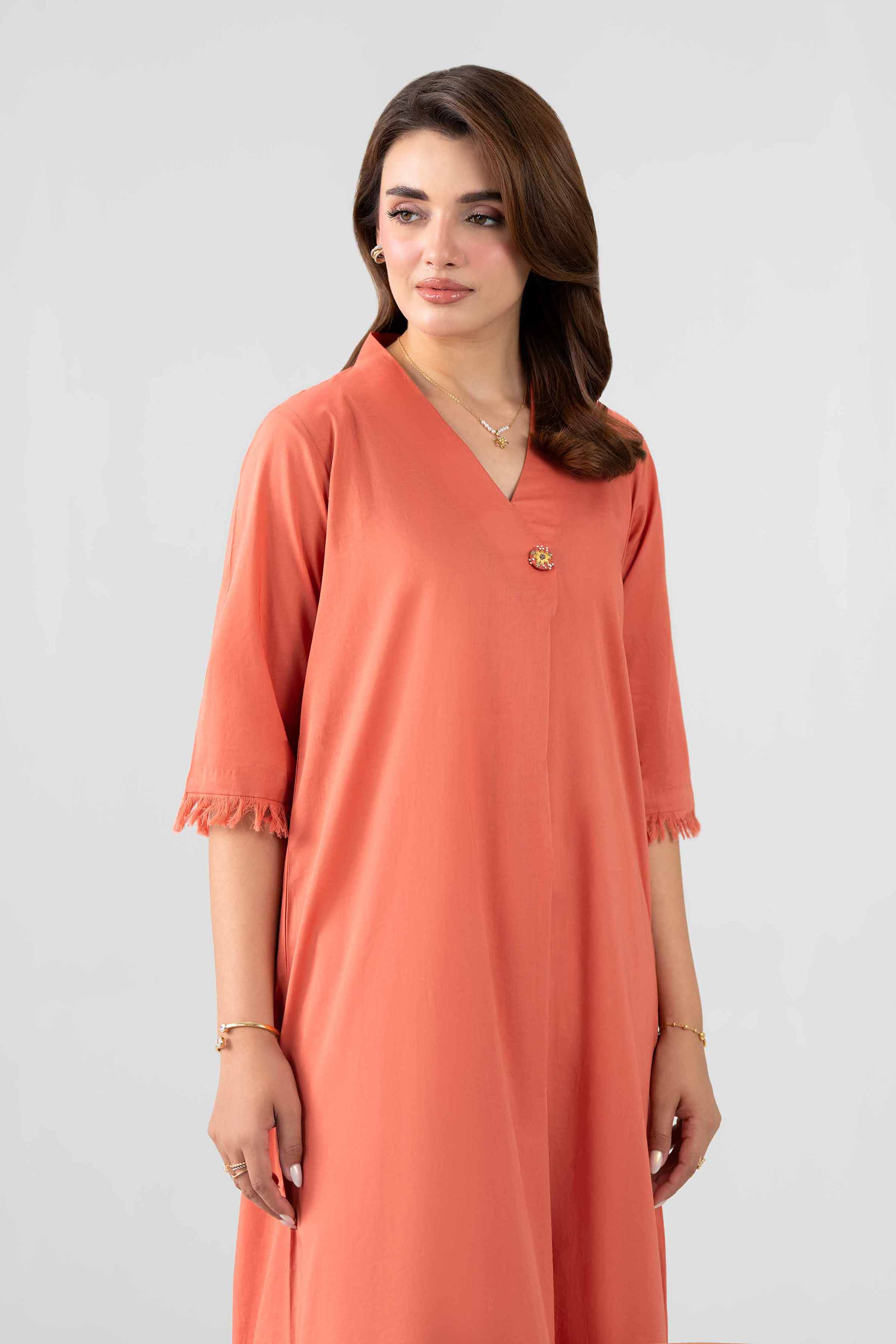 2 Piece - Embroidered Suit - KFS26-17 Orange Cambric 2PC Embroidered Nishat Australia