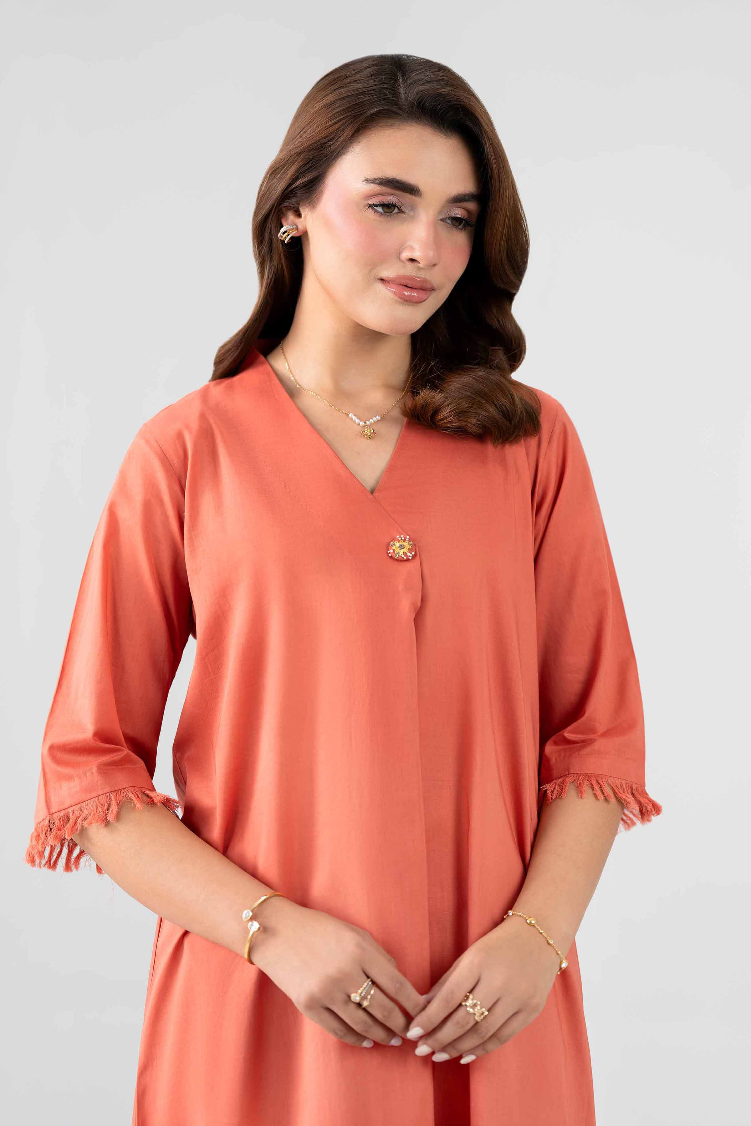 2 Piece - Embroidered Suit - KFS26-17 Orange Cambric 2PC Embroidered Nishat Australia