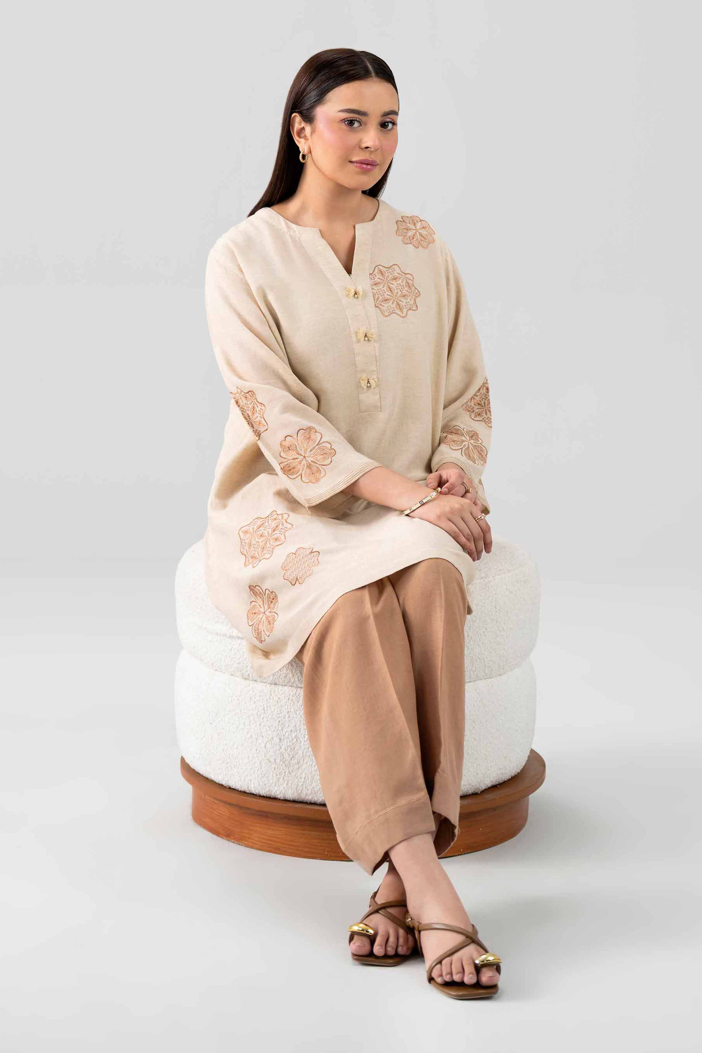 2 Piece - Embroidered Suit - KFS26-31 Beige Cotton 2PC Embroidered Nishat Australia