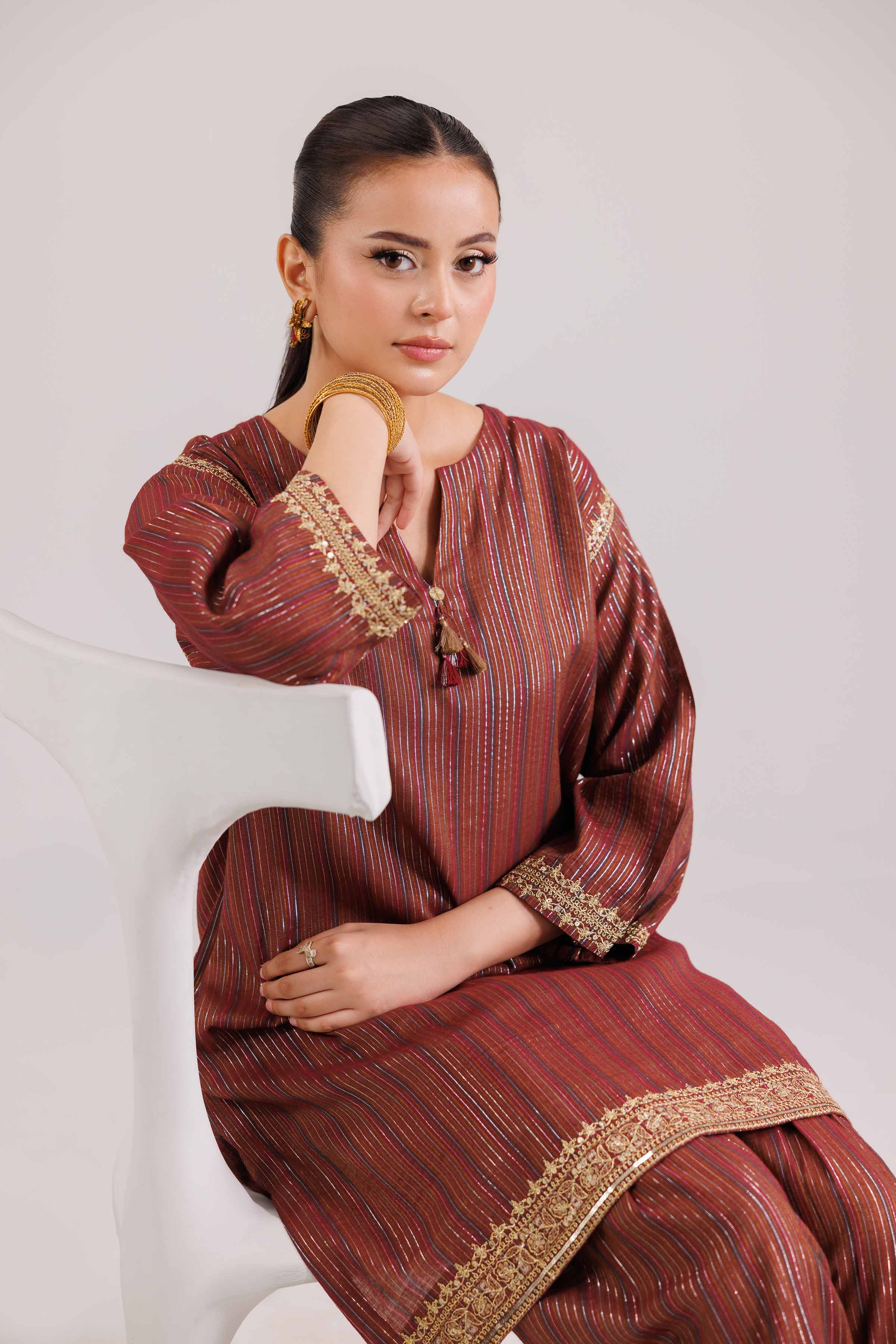 2 Piece - Embroidered Suit - KFW25-139 READY TO WEAR - LUXURY Multi Yarn Dyed 2PC Embroidered