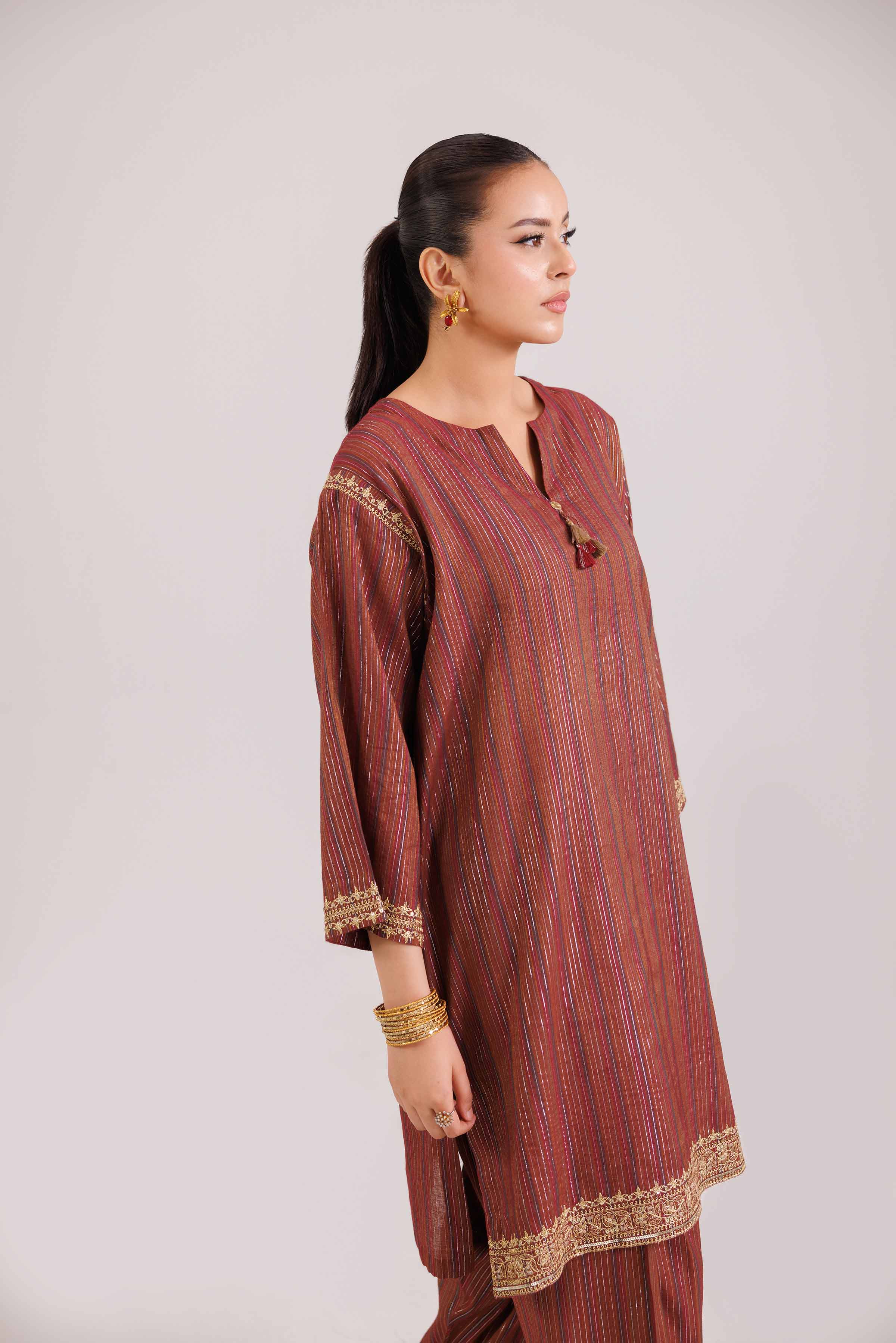 2 Piece - Embroidered Suit - KFW25-139 READY TO WEAR - LUXURY Multi Yarn Dyed 2PC Embroidered