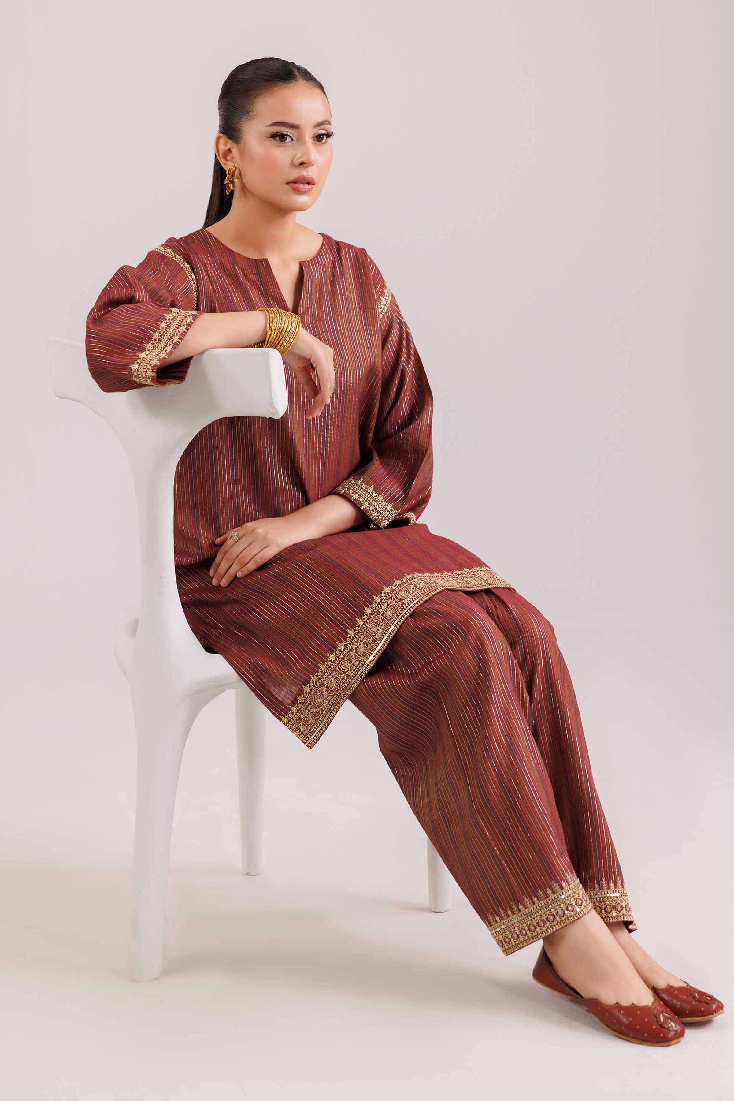 2 Piece - Embroidered Suit - KFW25-139 READY TO WEAR - LUXURY Multi Yarn Dyed 2PC Embroidered