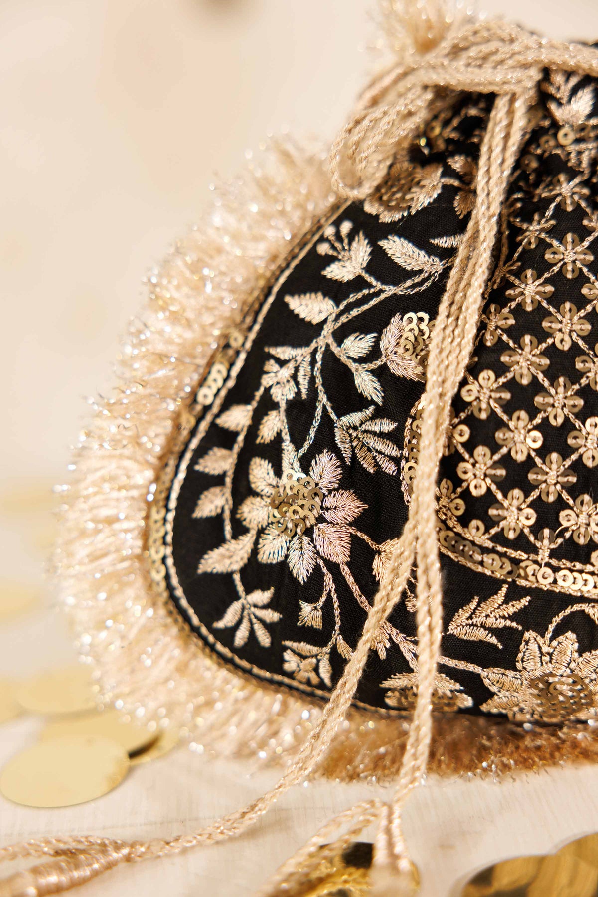 Embroidered Pouch - KFW25-140 Black Velvet 1PC Embroidered  Nishat Australia