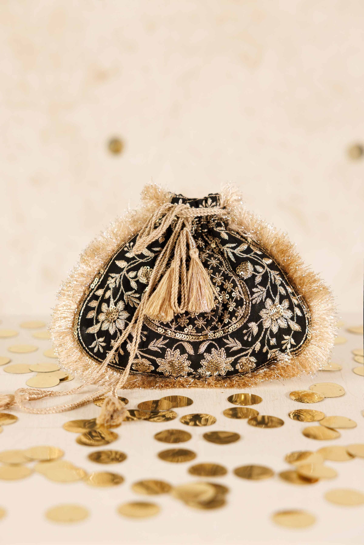 Embroidered Pouch - KFW25-140 Black Velvet 1PC Embroidered  Nishat Australia