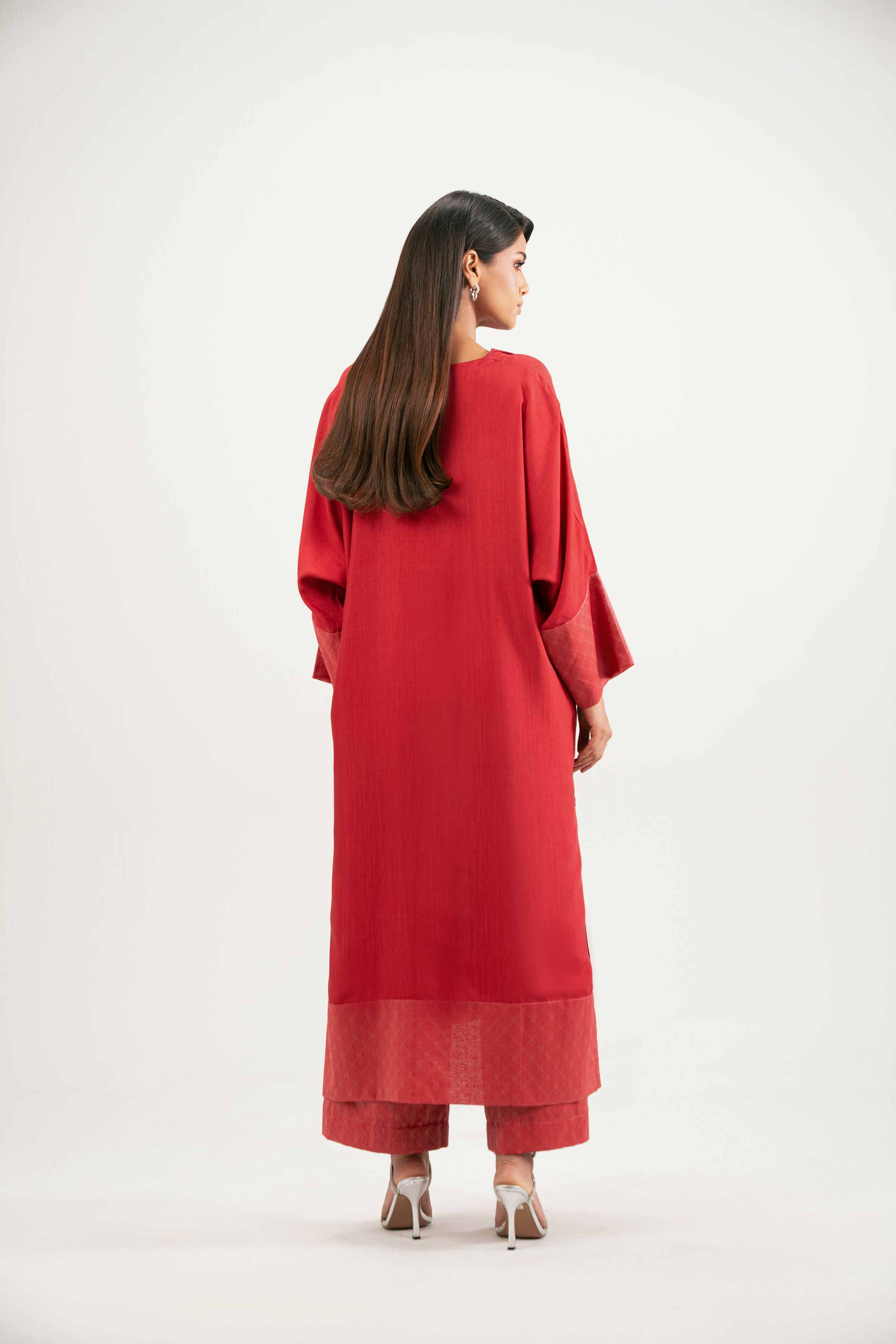 2 Piece - Basic Suit - KFW25-167 READY TO WEAR - LUXURY Red Viscose 2PC Solids