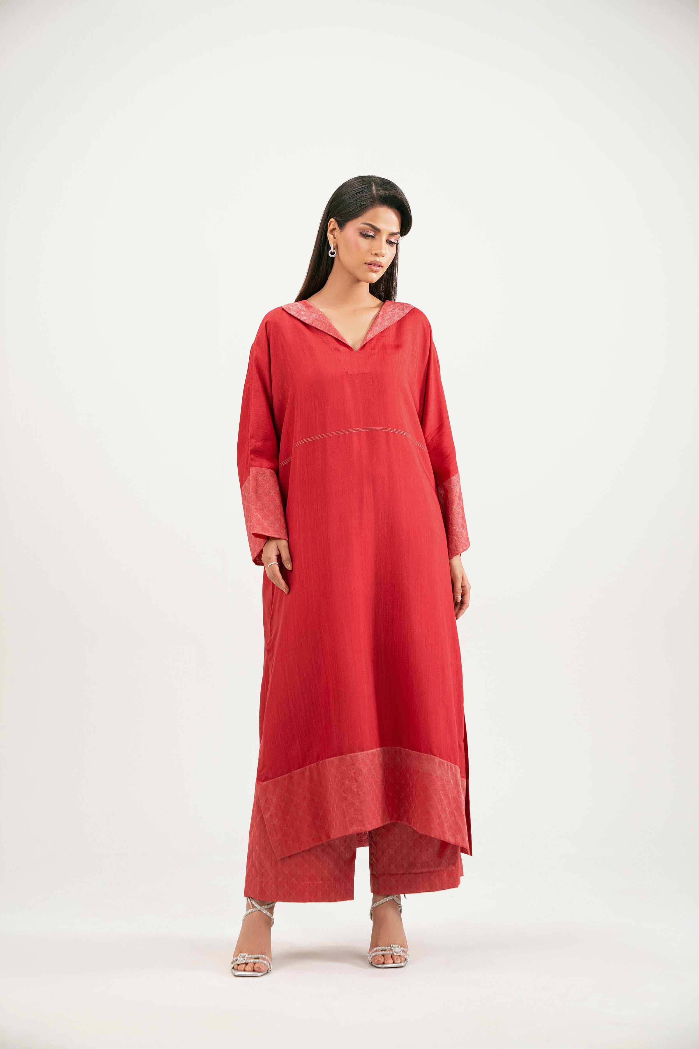 2 Piece - Basic Suit - KFW25-167 READY TO WEAR - LUXURY Red Viscose 2PC Solids