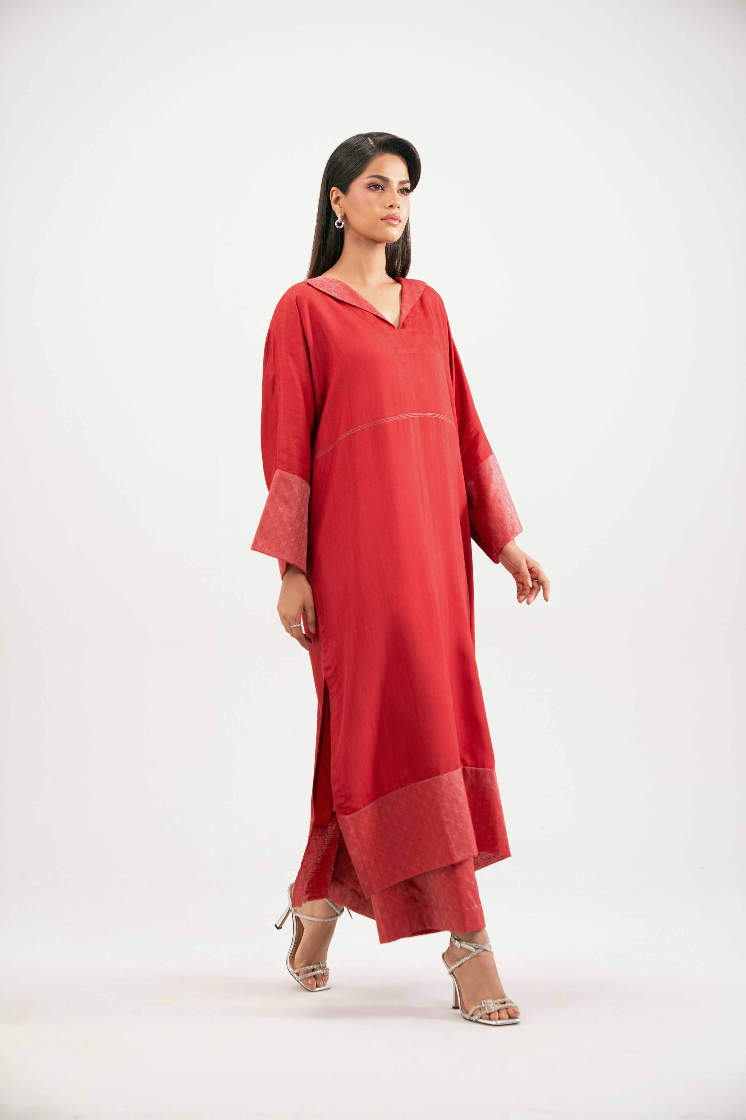 2 Piece - Basic Suit - KFW25-167 READY TO WEAR - LUXURY Red Viscose 2PC Solids