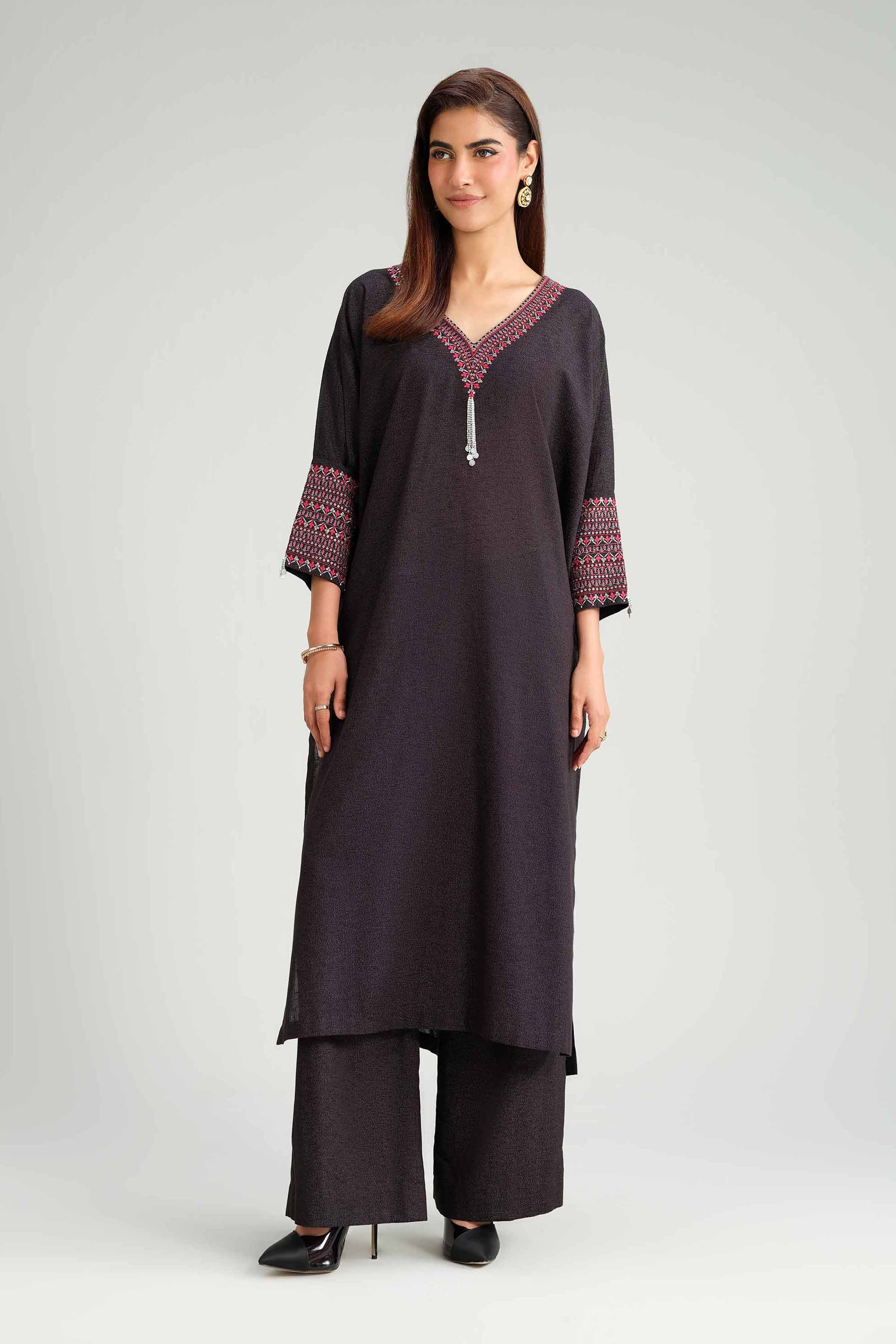 2 Piece - Embroidered Suit - KFW25-170 READY TO WEAR Black Karandi 2PC Embroidered