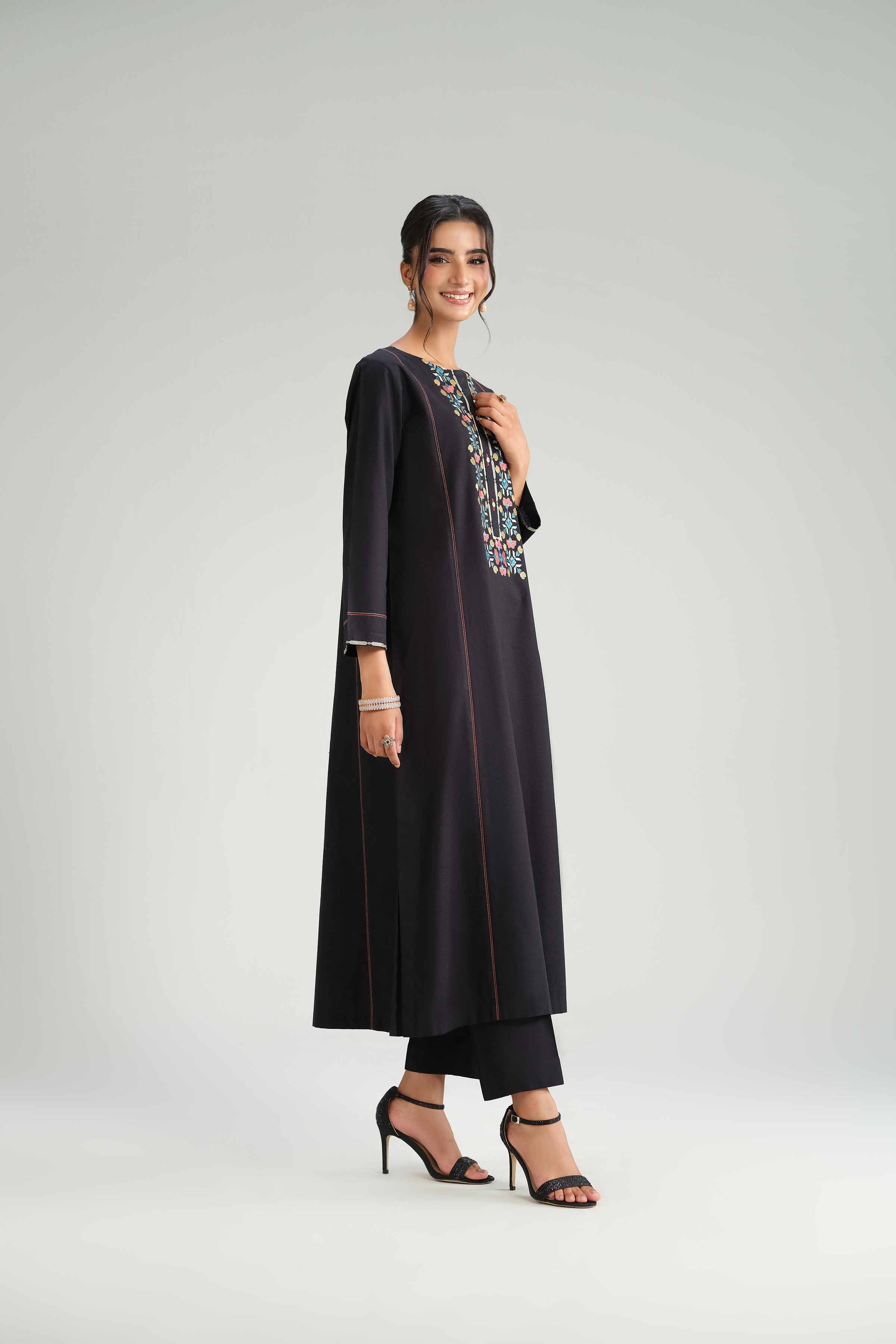 2 Piece - Embroidered Suit - KFW25-173 READY TO WEAR - LUXURY Black Karandi 2PC Embroidered