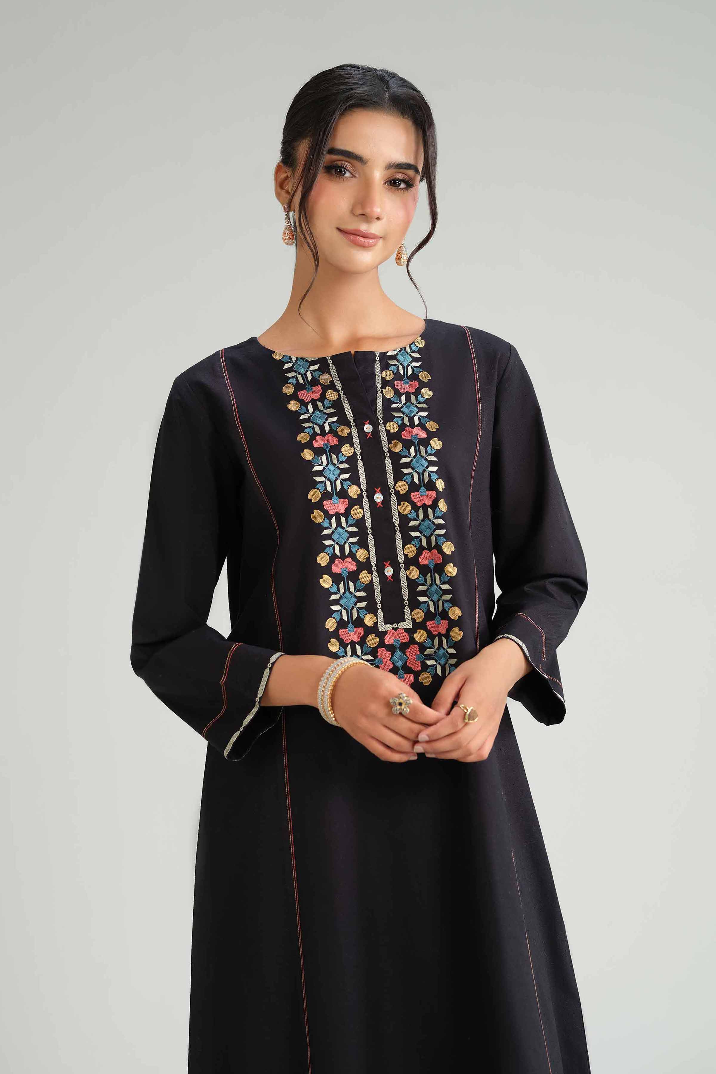 2 Piece - Embroidered Suit - KFW25-173 READY TO WEAR - LUXURY Black Karandi 2PC Embroidered