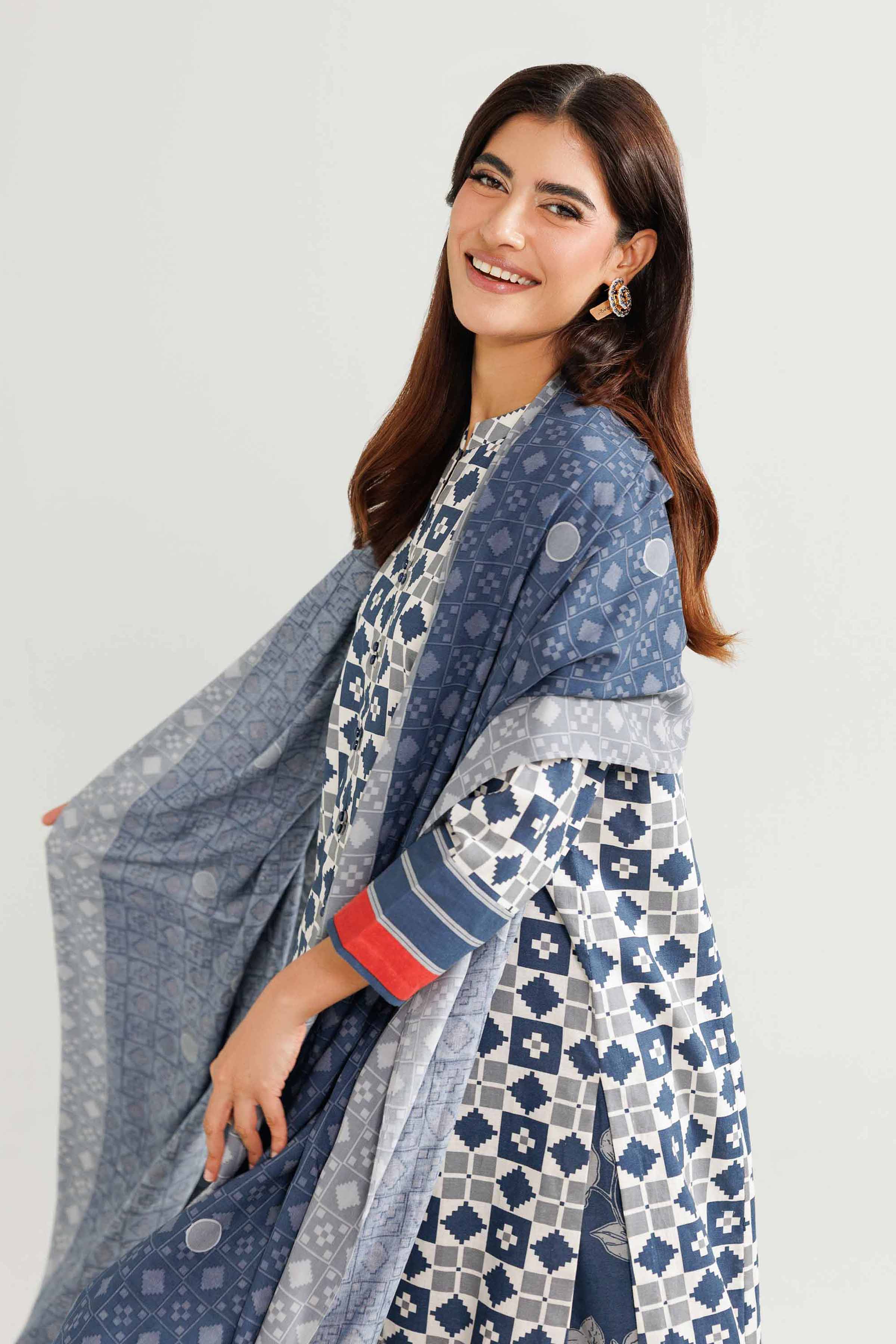 3 Piece - Printed Suit - KFW25-182 READY TO WEAR - LUXURY Multi Linen 3PC Printed