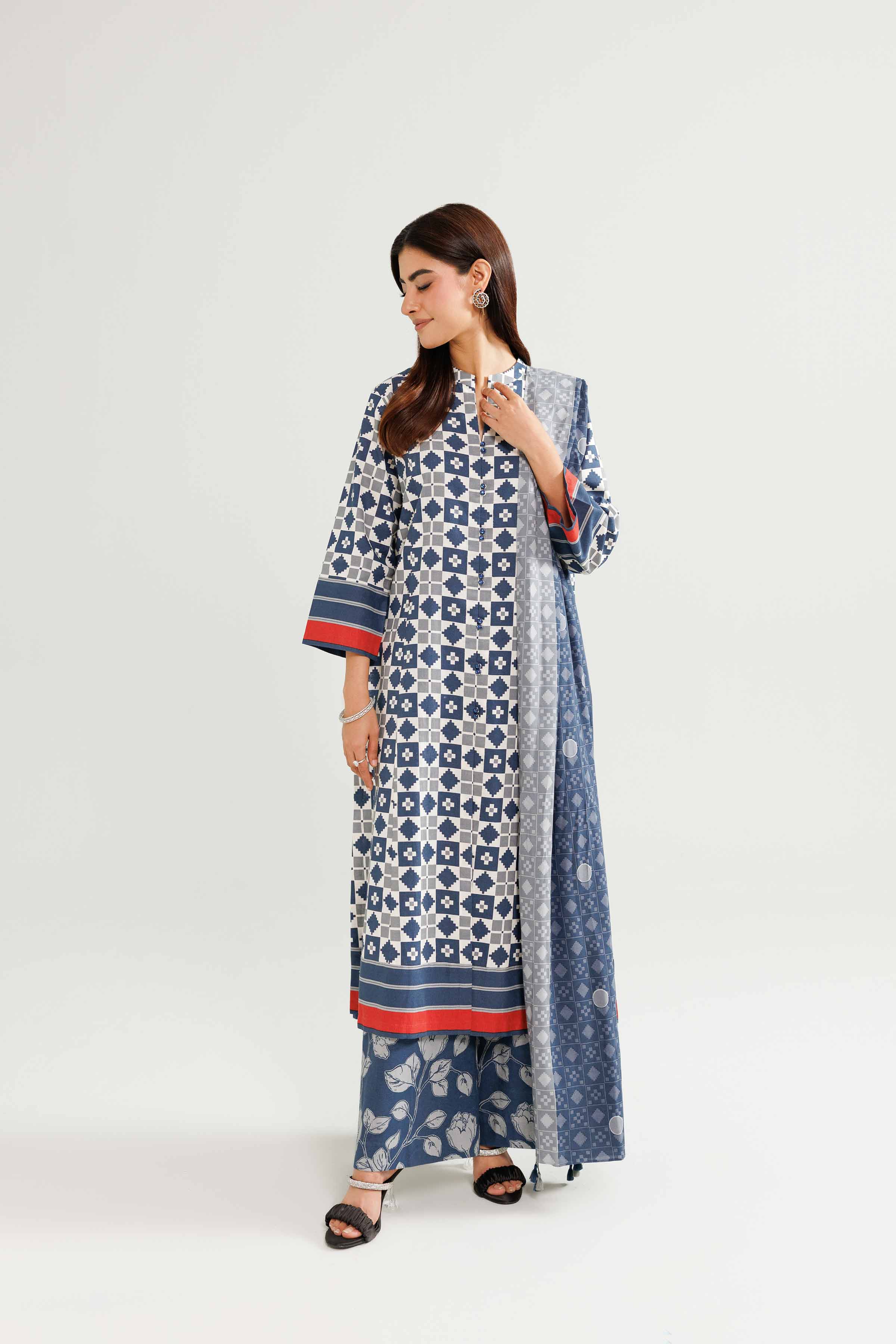 3 Piece - Printed Suit - KFW25-182 READY TO WEAR - LUXURY Multi Linen 3PC Printed