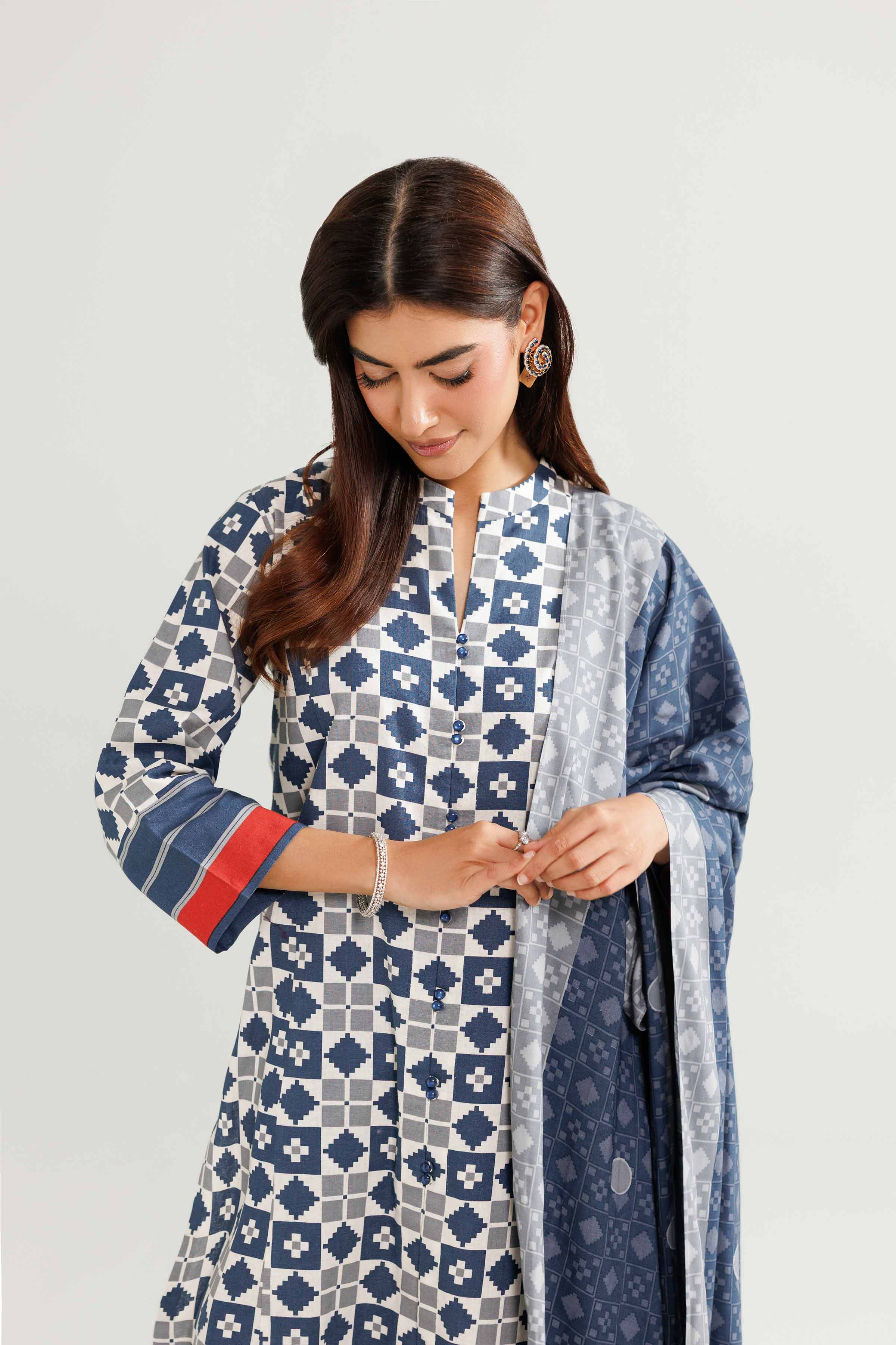 3 Piece - Printed Suit - KFW25-182 READY TO WEAR - LUXURY Multi Linen 3PC Printed