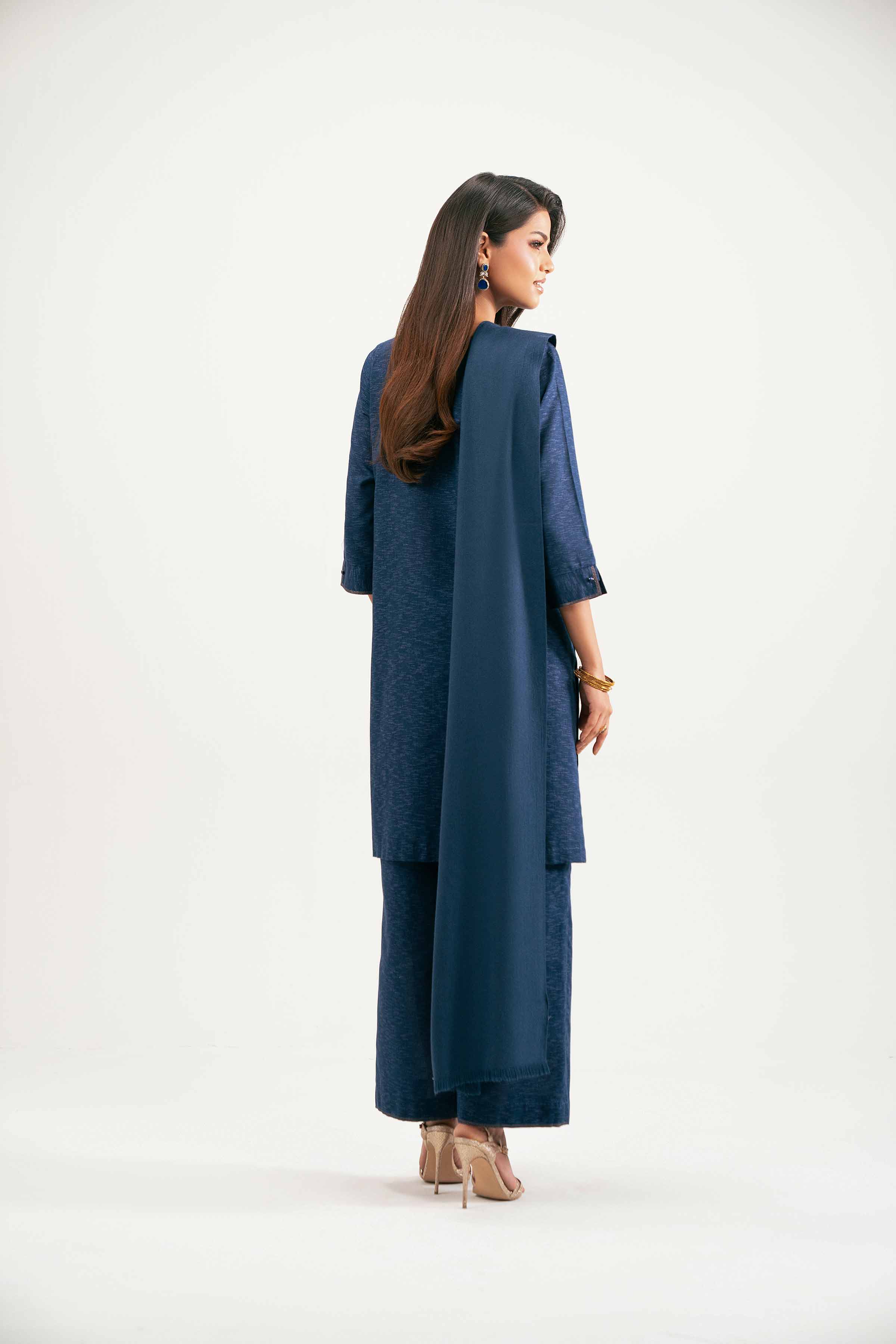 3 Piece - Embroidered Suit - KFW25-183 READY TO WEAR - LUXURY Blue Karandi 3PC Embroidered