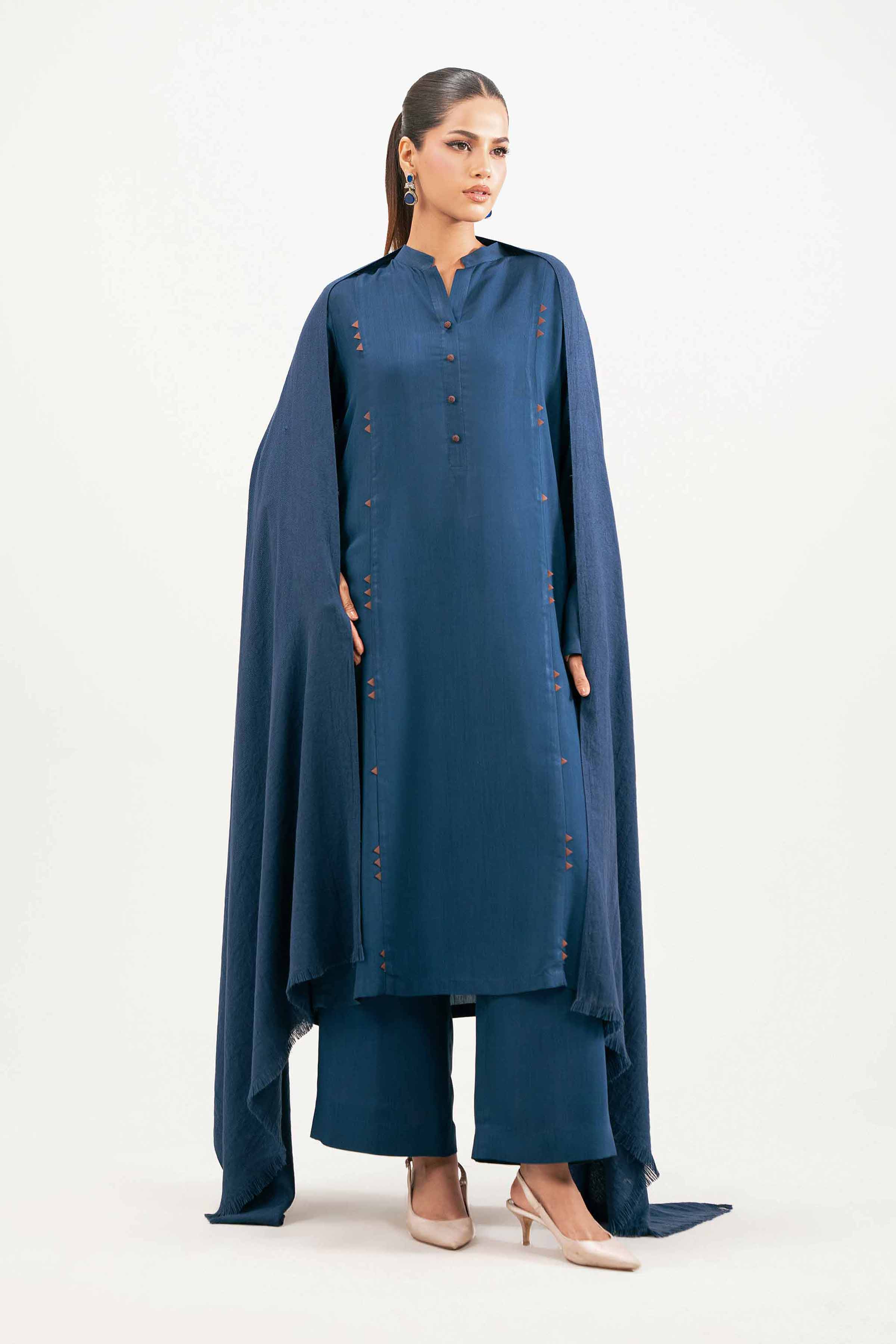 3 Piece - Basic Suit - KFW25-190 READY TO WEAR - LUXURY Blue Silk 3PC Solids