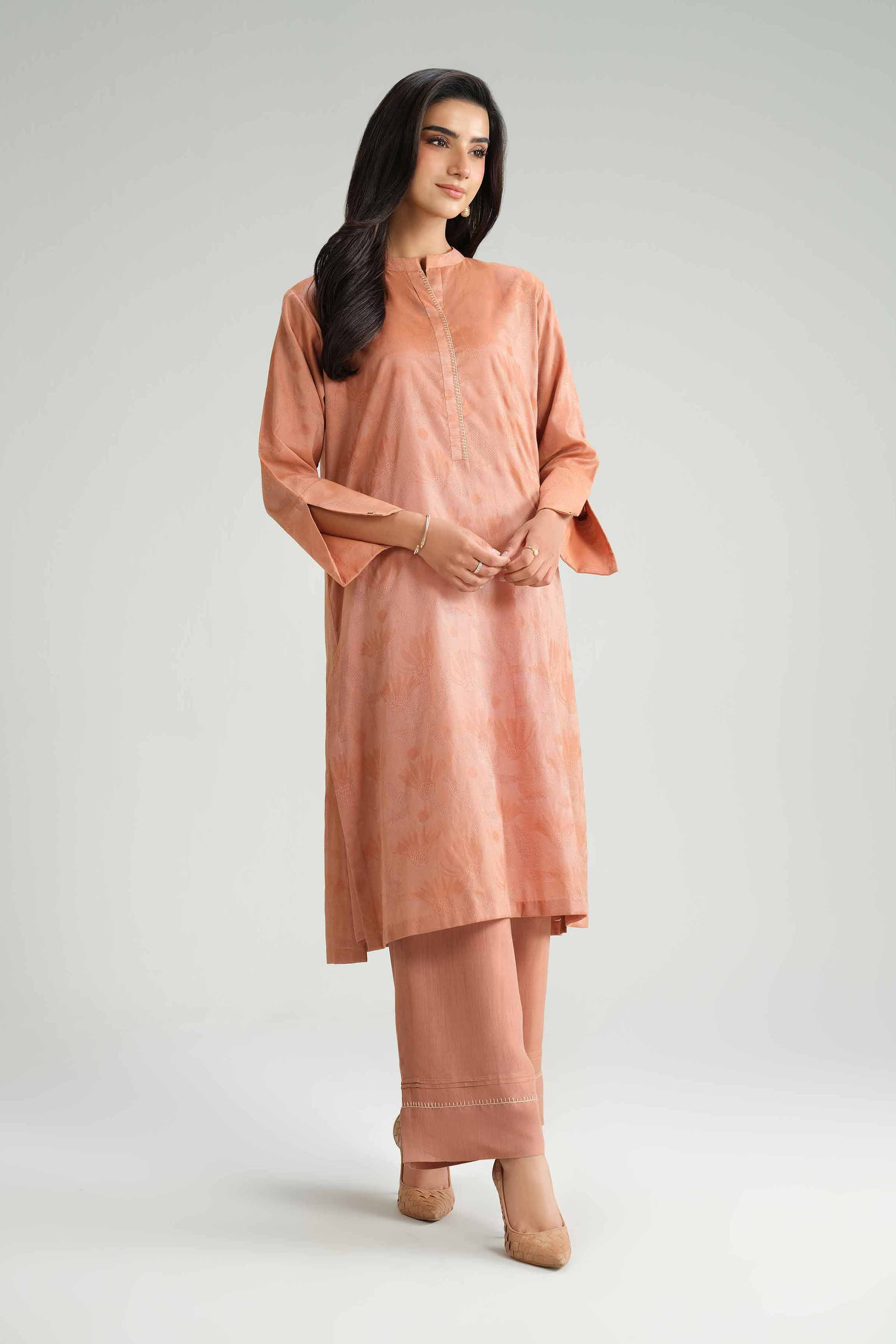 2 Piece - Basic Suit - KFW25-73 READY TO WEAR Pink Jacquard 2PC Solids