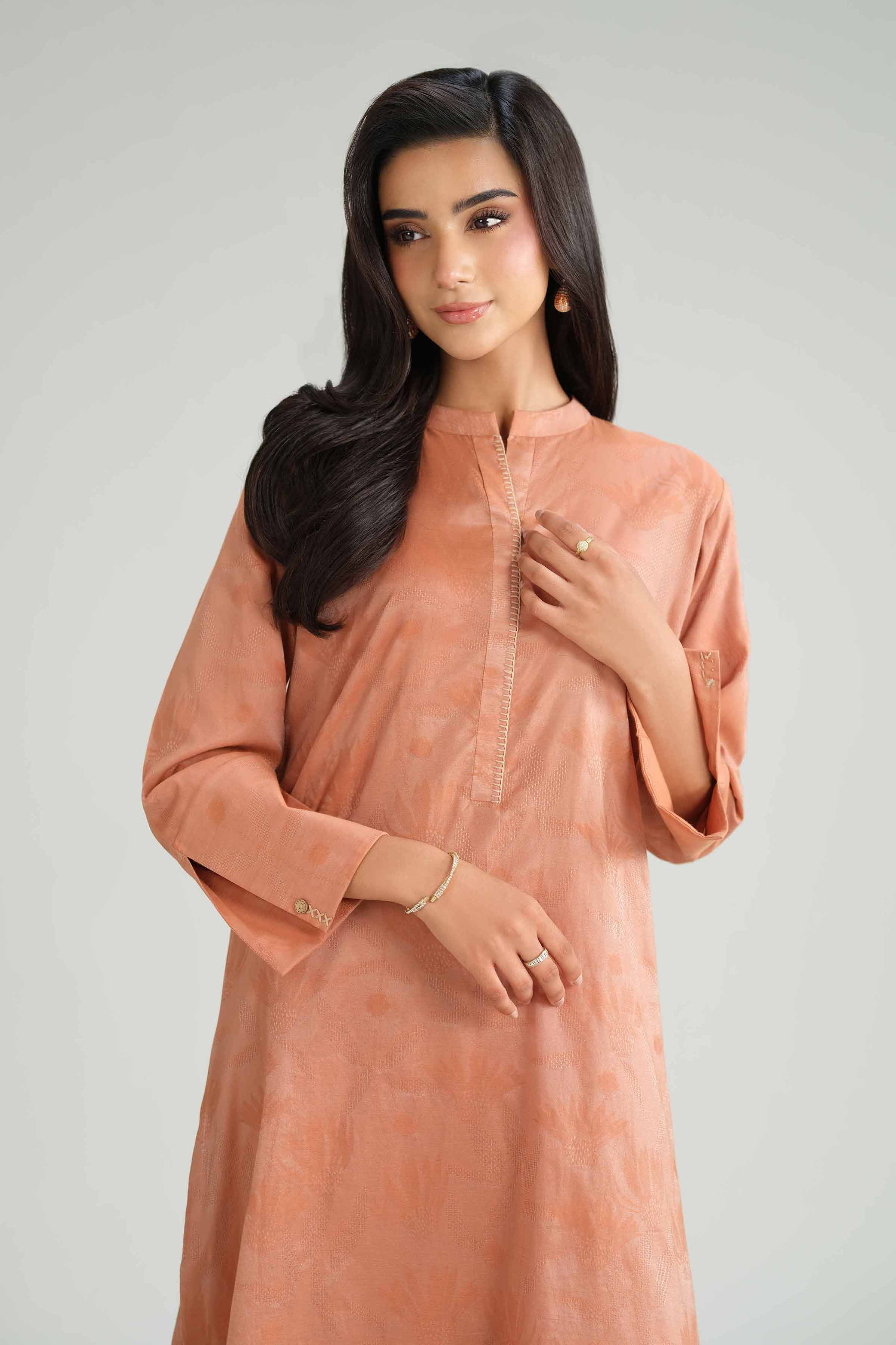 2 Piece - Basic Suit - KFW25-73 READY TO WEAR Pink Jacquard 2PC Solids