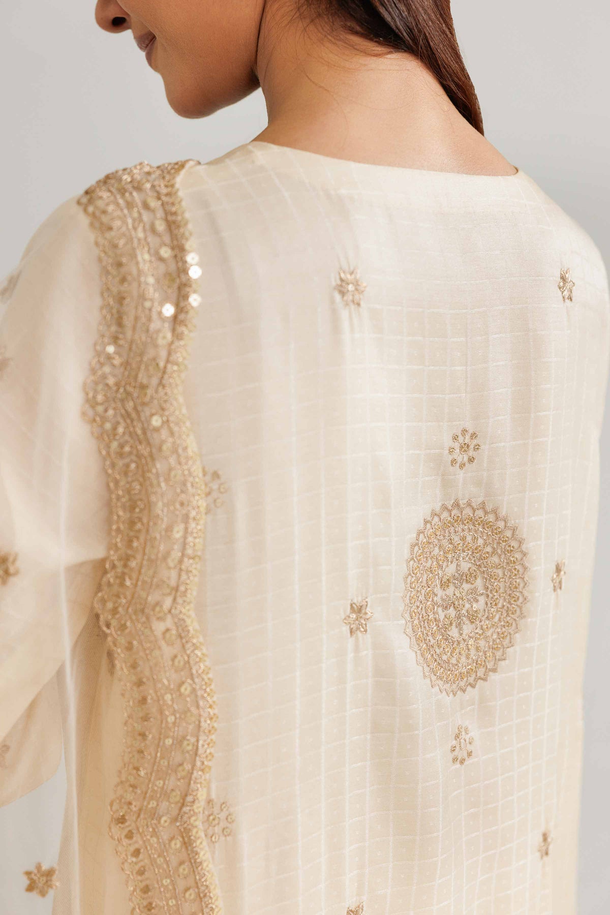 3 Piece - Embroidered Suit - KFW25-85 White Silk 3PC Embroidered Nishat Australia