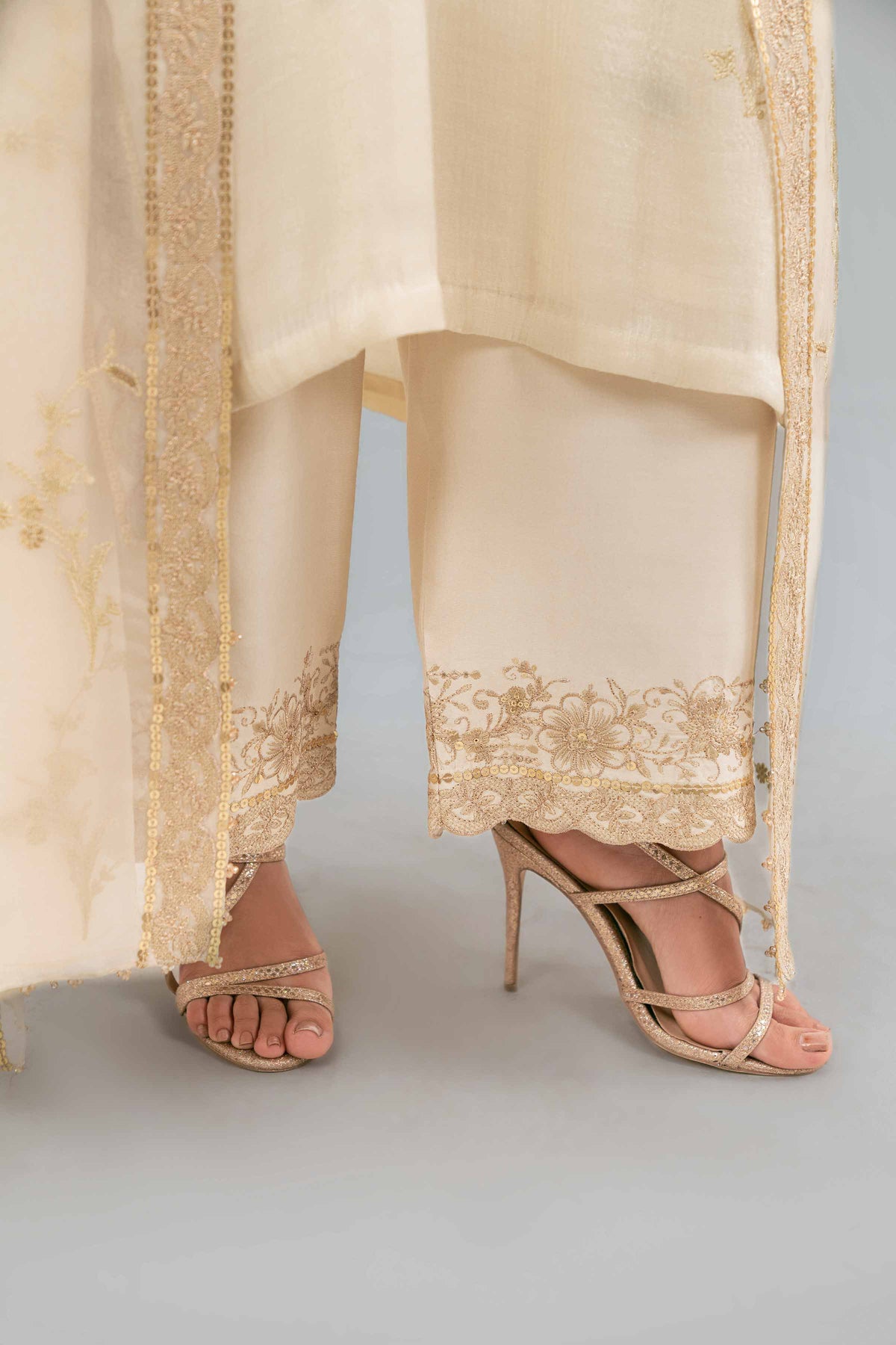 3 Piece - Embroidered Suit - KFW25-90 Beige Silk 3PC Embroidered Nishat Australia
