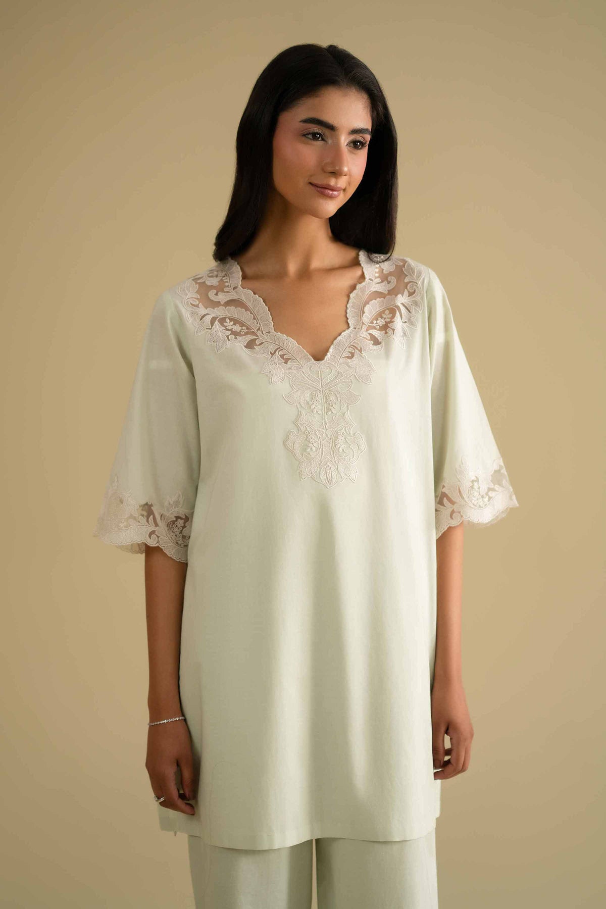 2 Piece - Embroidered Loungewear - KLS26-04Green Cambric 2PC Embroidered Nishat Australia