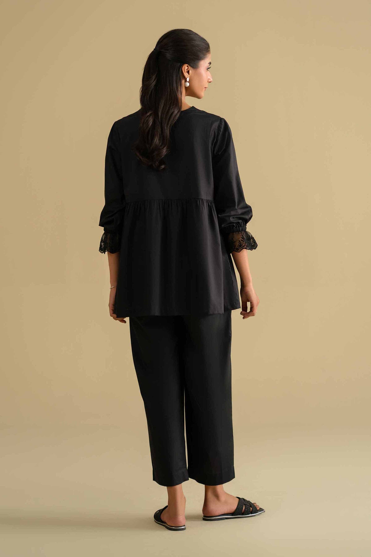 2 Piece - Embroidered Loungewear - KLS26-05Black Cambric 2PC Embroidered Nishat Australia
