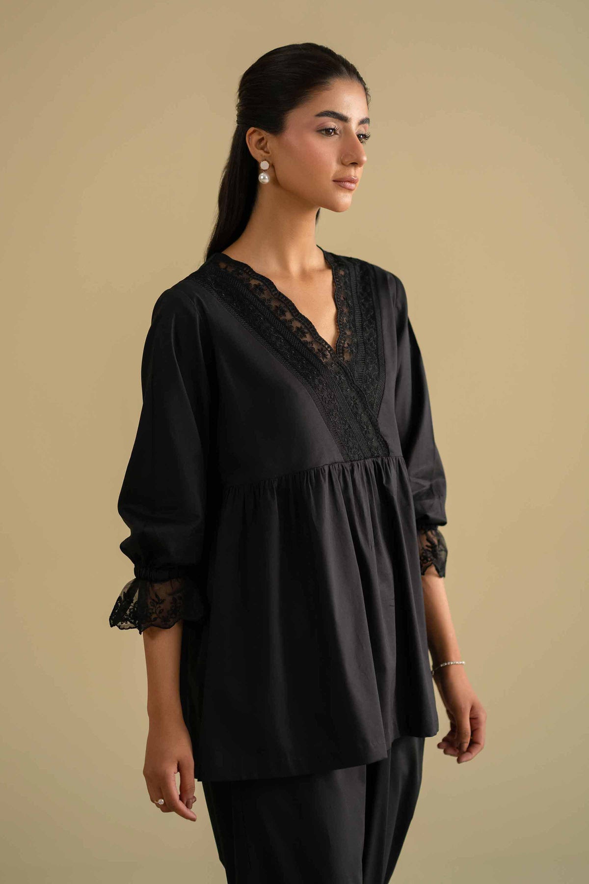 2 Piece - Embroidered Loungewear - KLS26-05Black Cambric 2PC Embroidered Nishat Australia